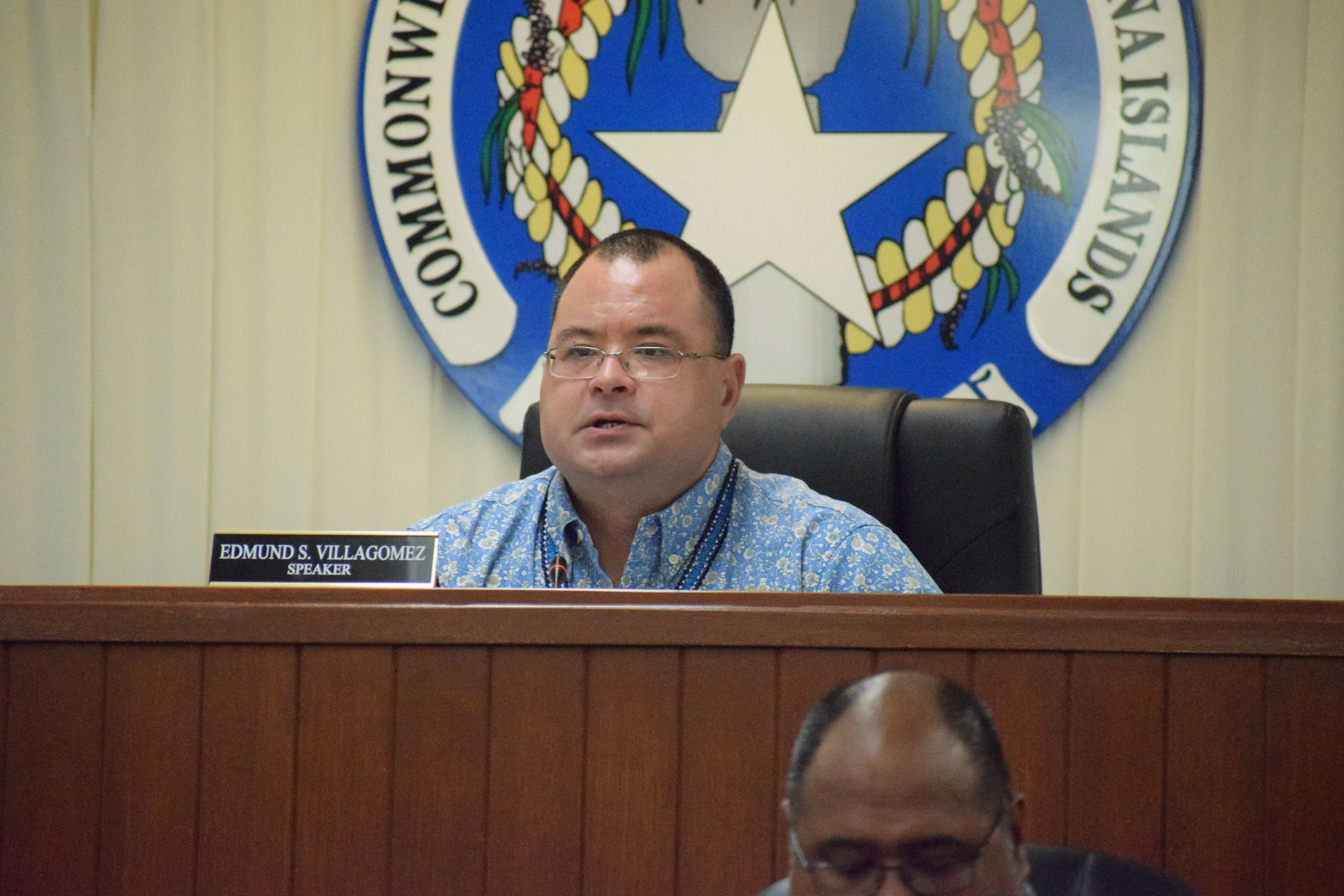 House Speaker Edmund S. Villagomez presides over a House session on Tuesday.