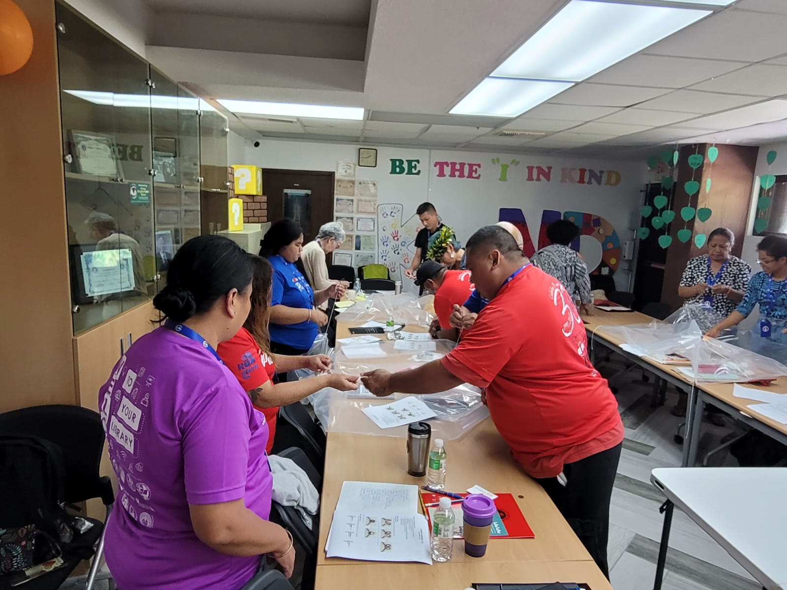 Participants construct a canopy.
