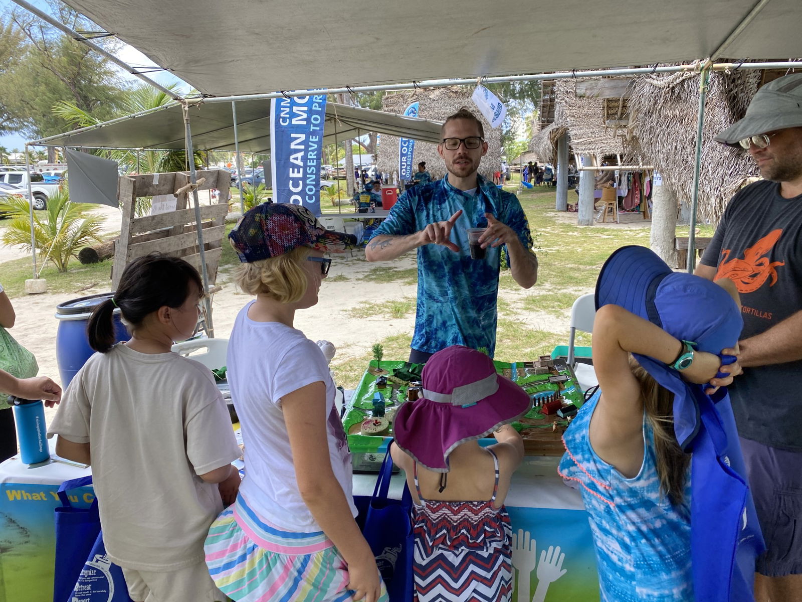Zachary Williams makes a presentation for children at the Saipan Ocean Fair.