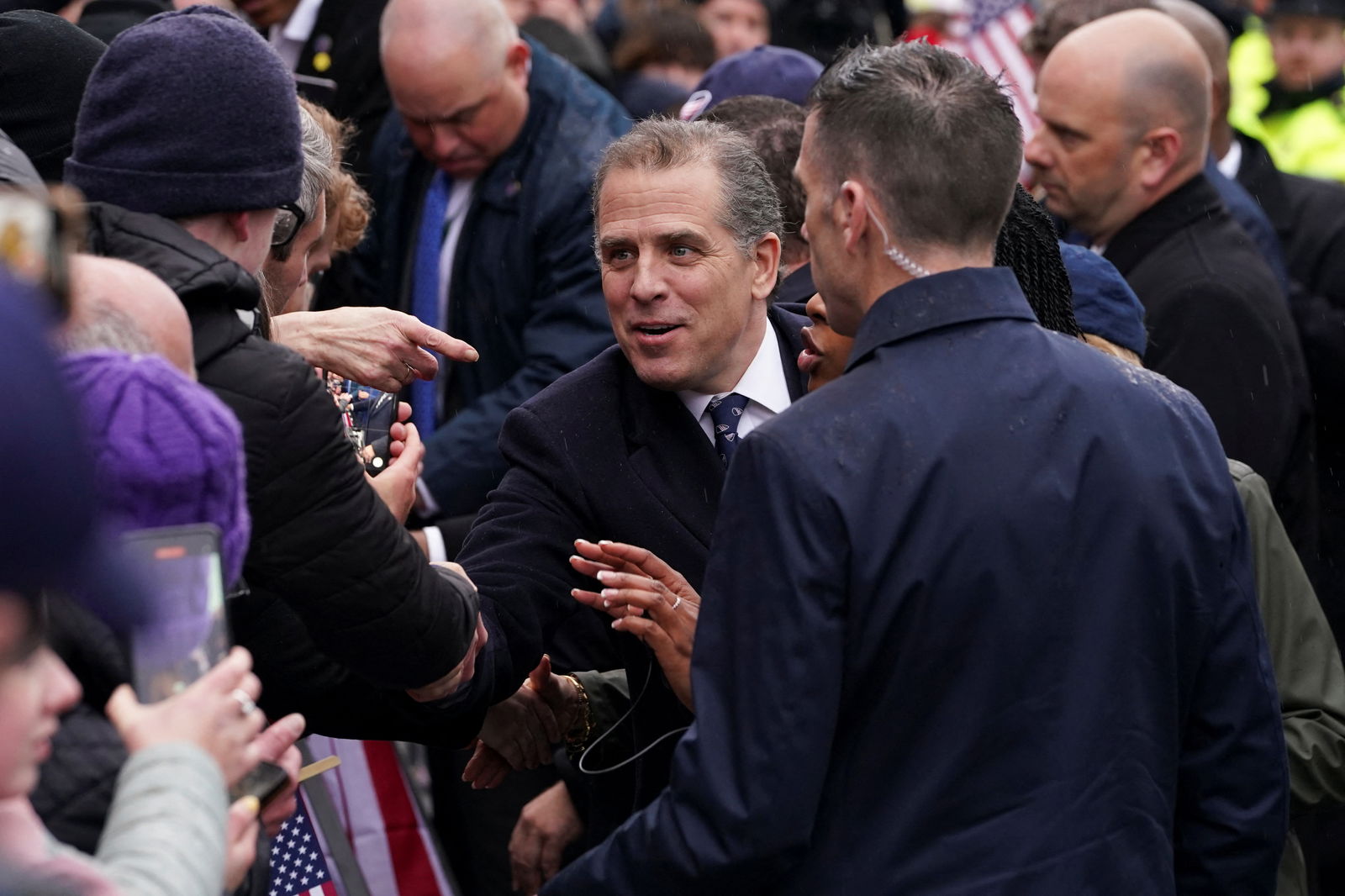 Hunter Biden greets people on a street as President Joe Biden visits Dundalk, Ireland, April 12, 2023.