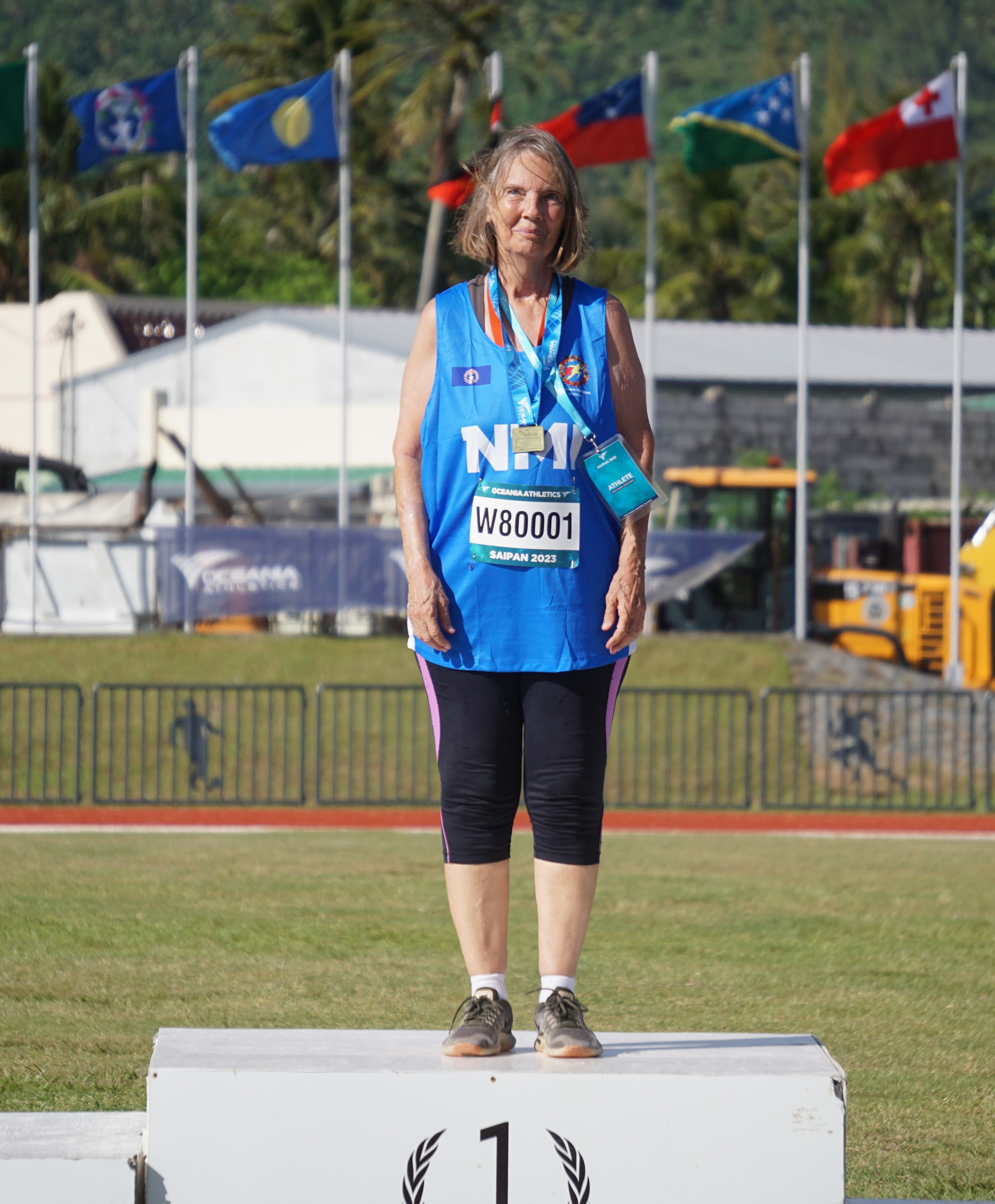 Jeanne Rayphand won the gold in the masters 10,000 meter race/walk event.