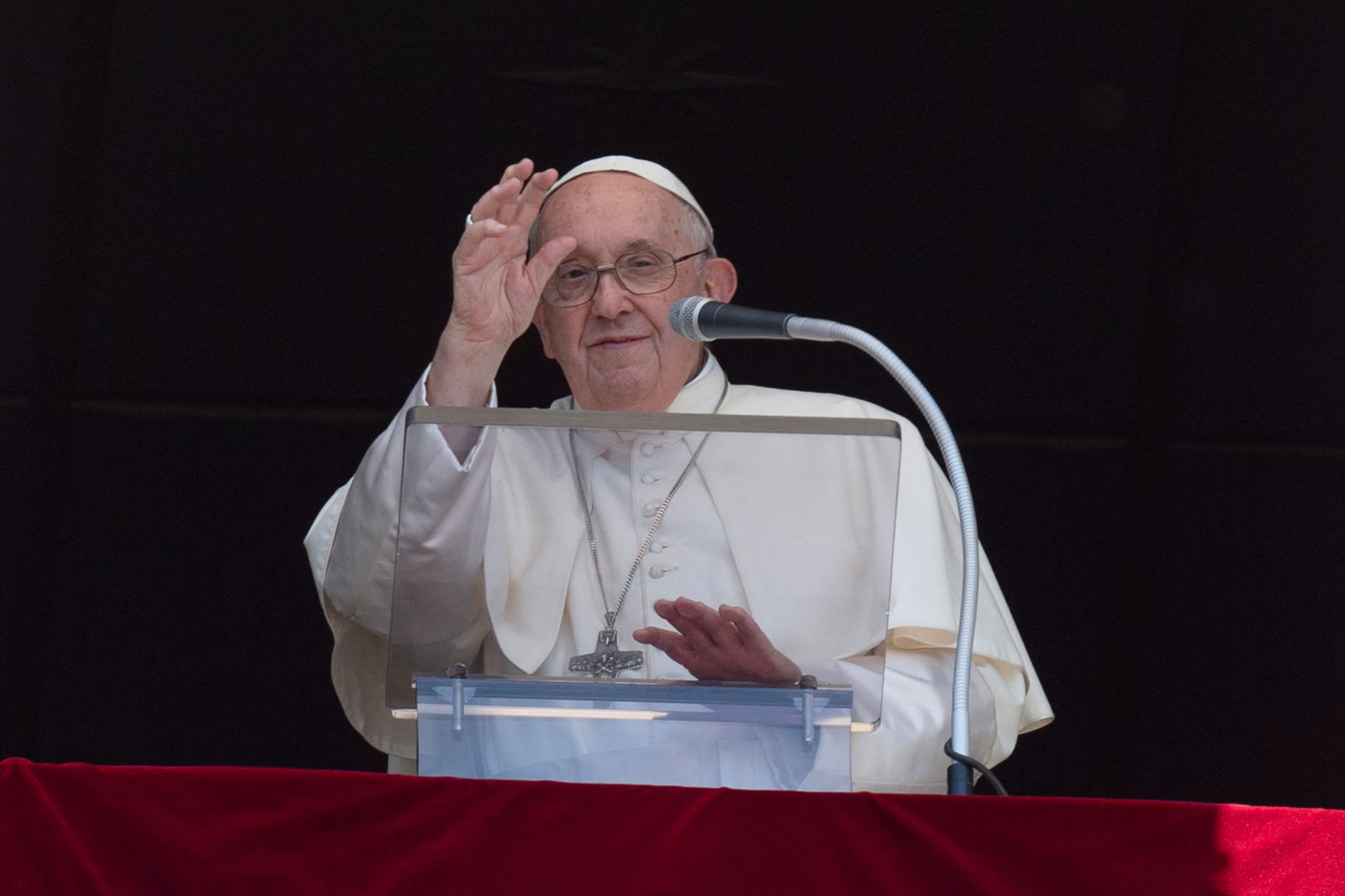 Pope Francis leads the Angelus prayer from his window at the Vatican, June 25, 2023. Vatican Media/­Handout via REUTERS