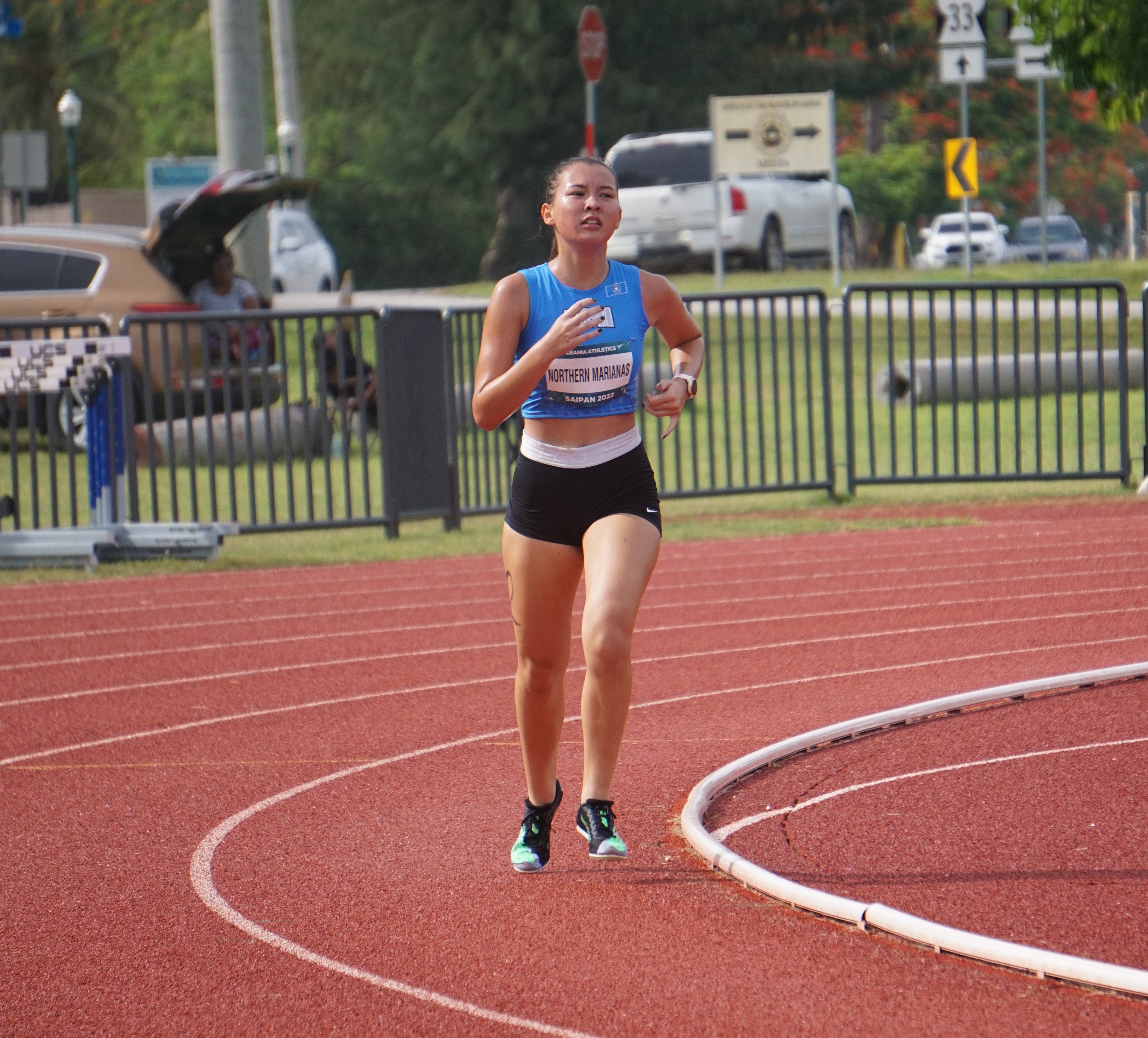 Tiana Cabrera pushes through during the 3000m event.