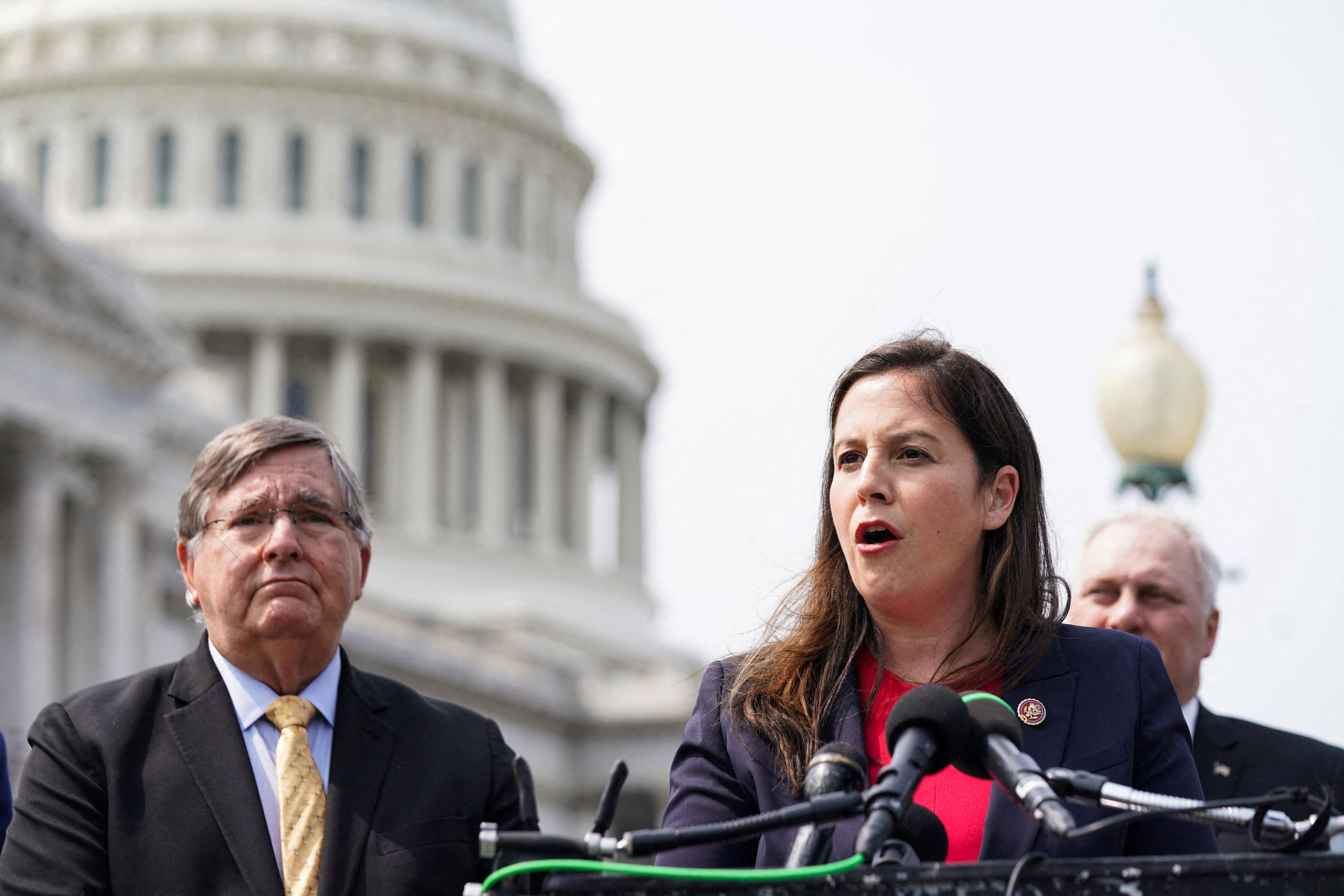 FILE PHOTO: Rep. Elise Stefanik (R-NY) and members of the GOP Doctors Caucus hold a press conference on fentanyl outside of the U.S. Capitol in Washington, D.C., U.S., May 23, 2023. REUTERS/Sarah Silbiger/File Photo