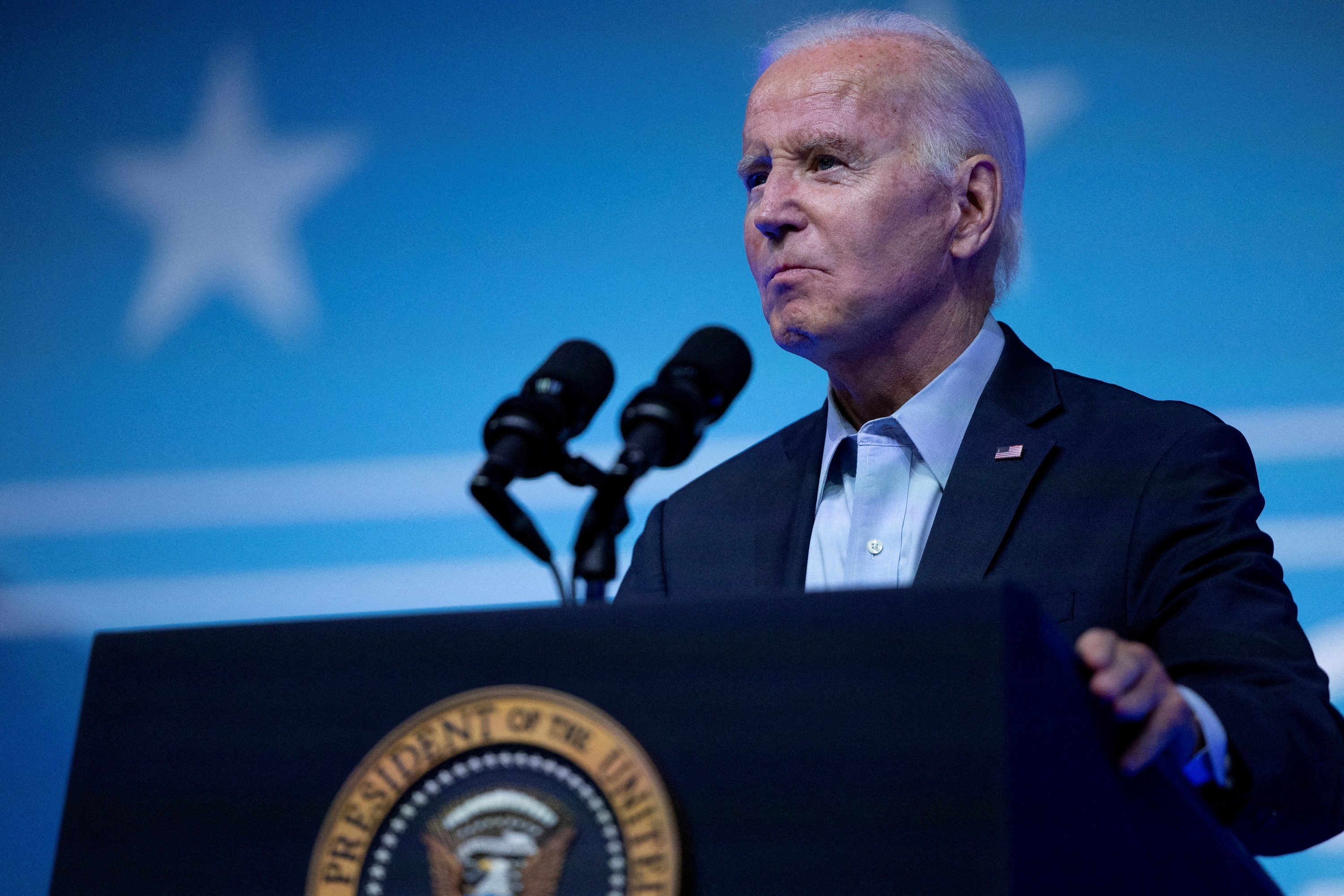 U.S. President Joe Biden speaks during a labor union event at the Pennsylvania Convention Center in Philadelphia, Pennsylvania, U.S., June 17, 2023. REUTERS/Tom Brenner