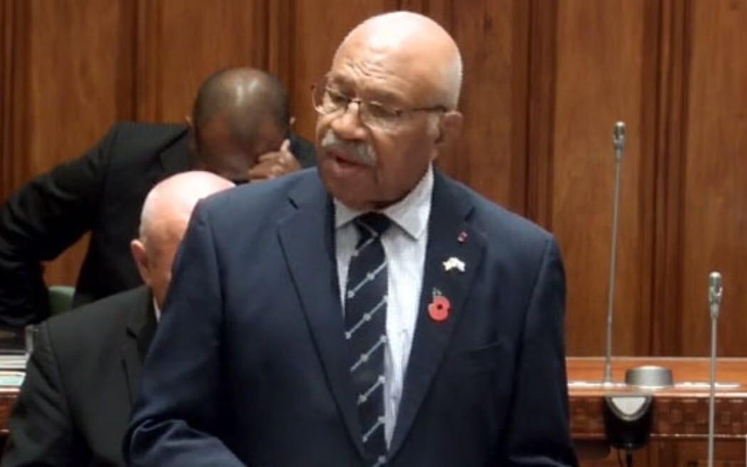 PM Sitiveni Rabuka addressing Parliament in a past Budget debate as opposition leader