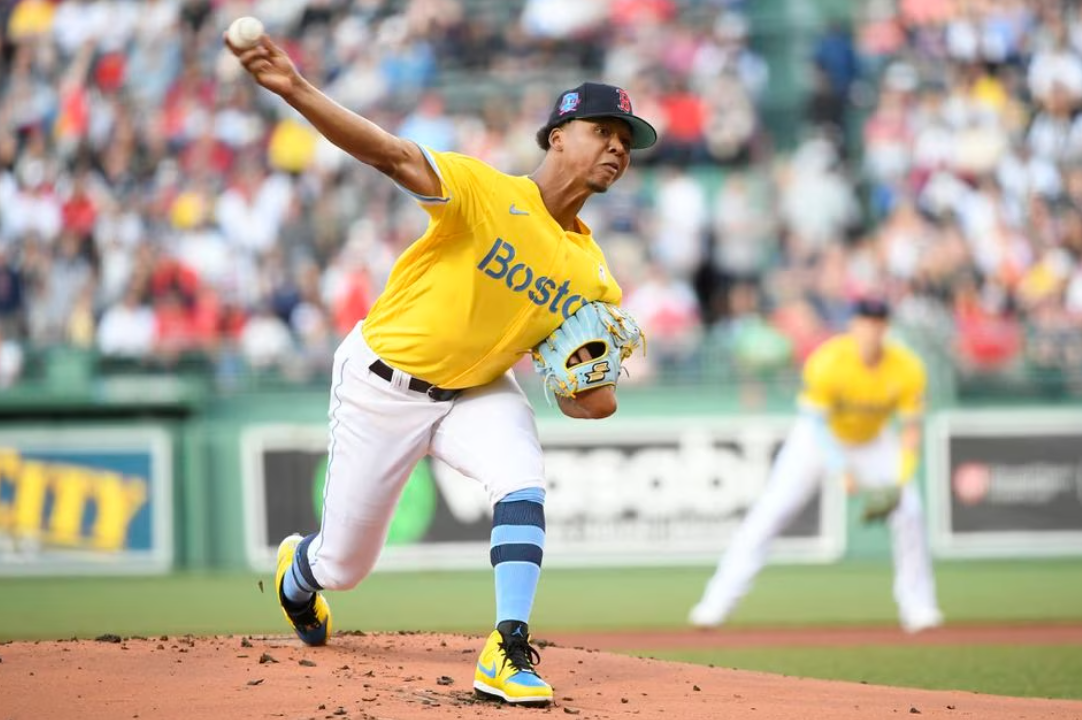 Boston Red Sox starting pitcher Brayan Bello (66) pitches during the first inning against the New York Yankees at Fenway Park in Boston, Massachusetts, June 18, 2023.