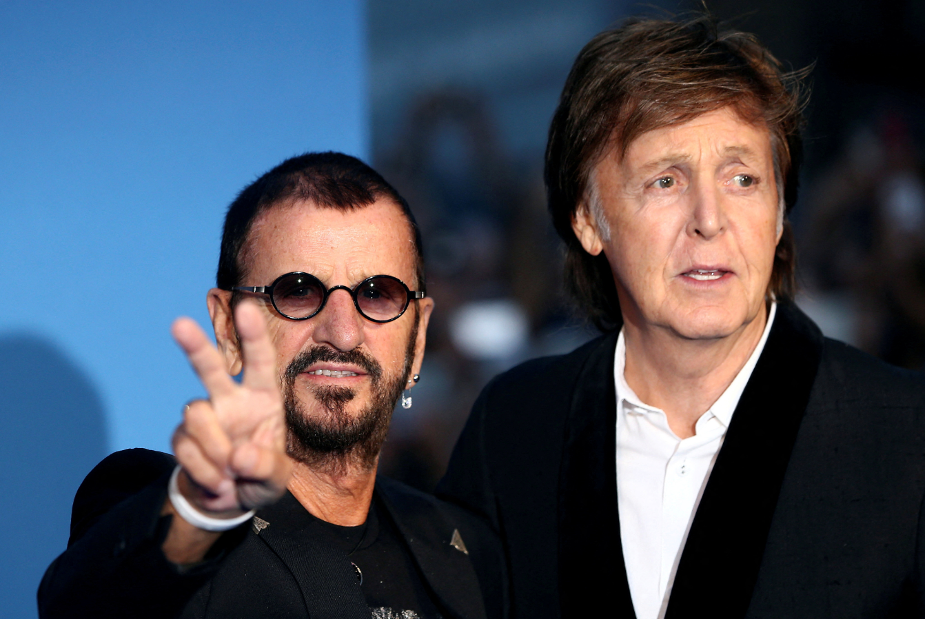 Ringo Starr, left, and Paul McCartney attend the world premiere of “The Beatles: Eight Days a Week - The Touring Years” in London, Britain Sept. 15, 2016.