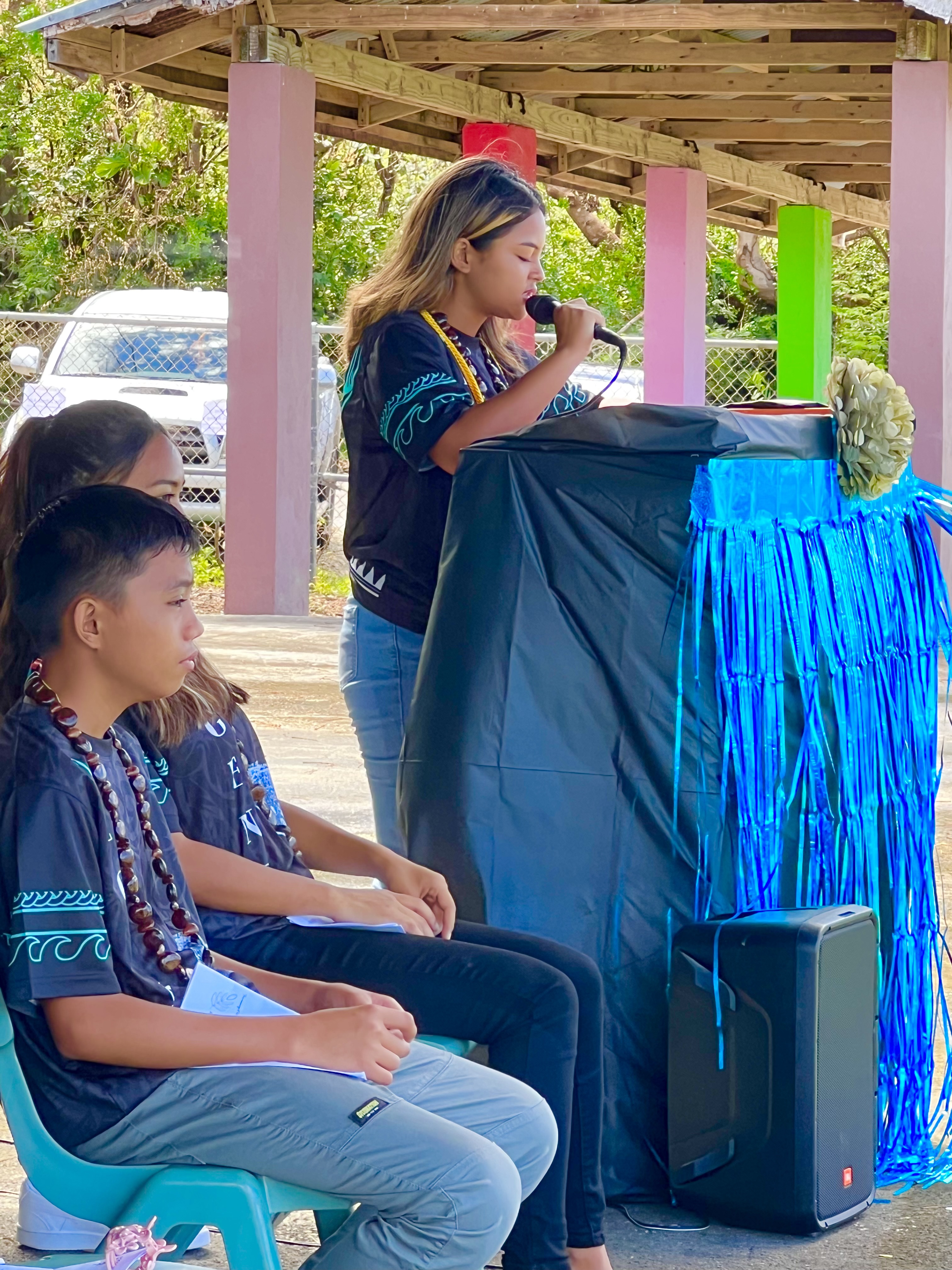 Class salutatorian Kylee Dee’ara Manalang Manglona delivers her address.