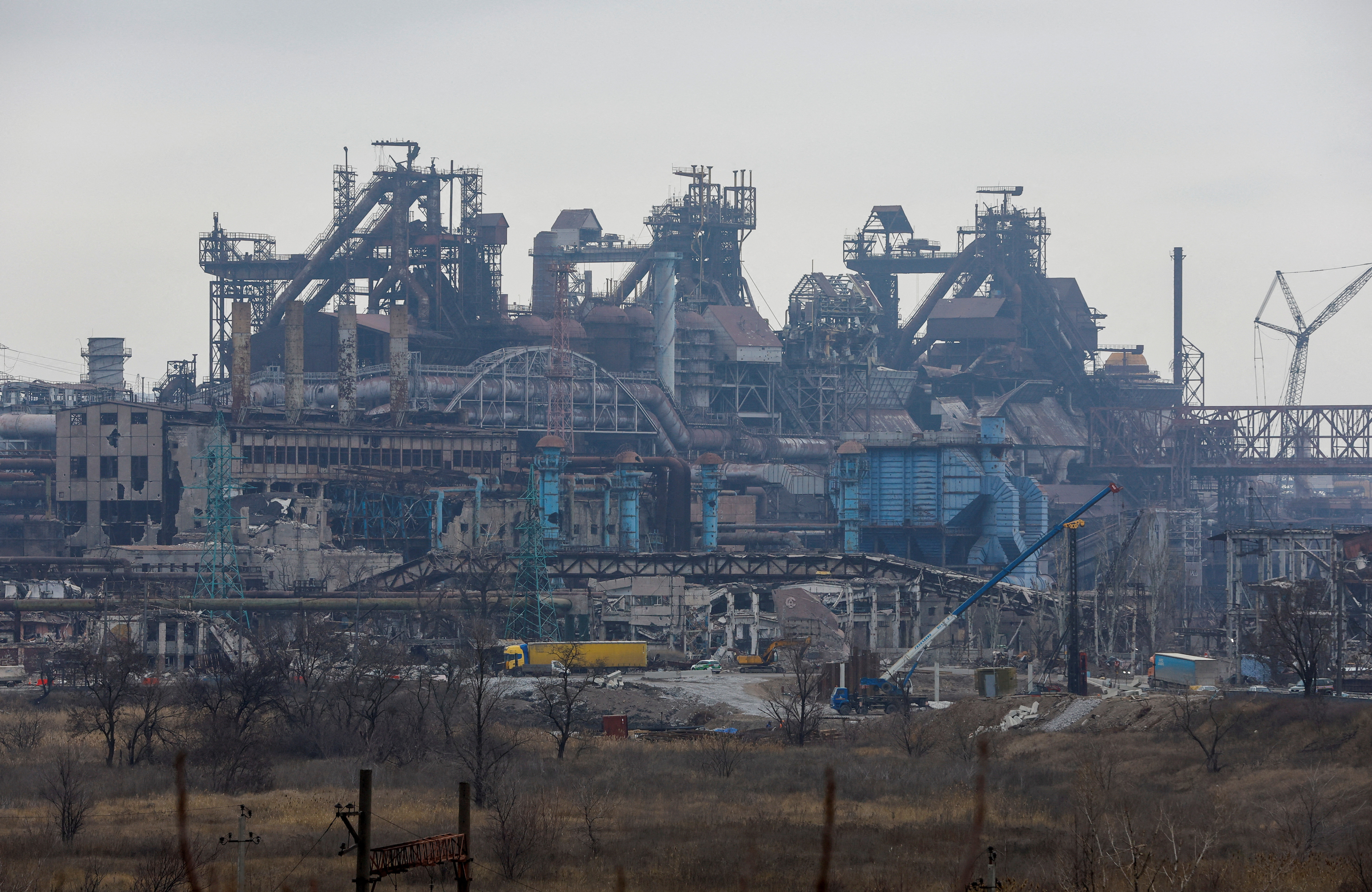 FILE PHOTO: A view shows Azovstal steel mill destroyed in the course of Russia-Ukraine conflict in Mariupol, Russian-controlled Ukraine, March 16, 2023. REUTERS/Alexander Ermochenko