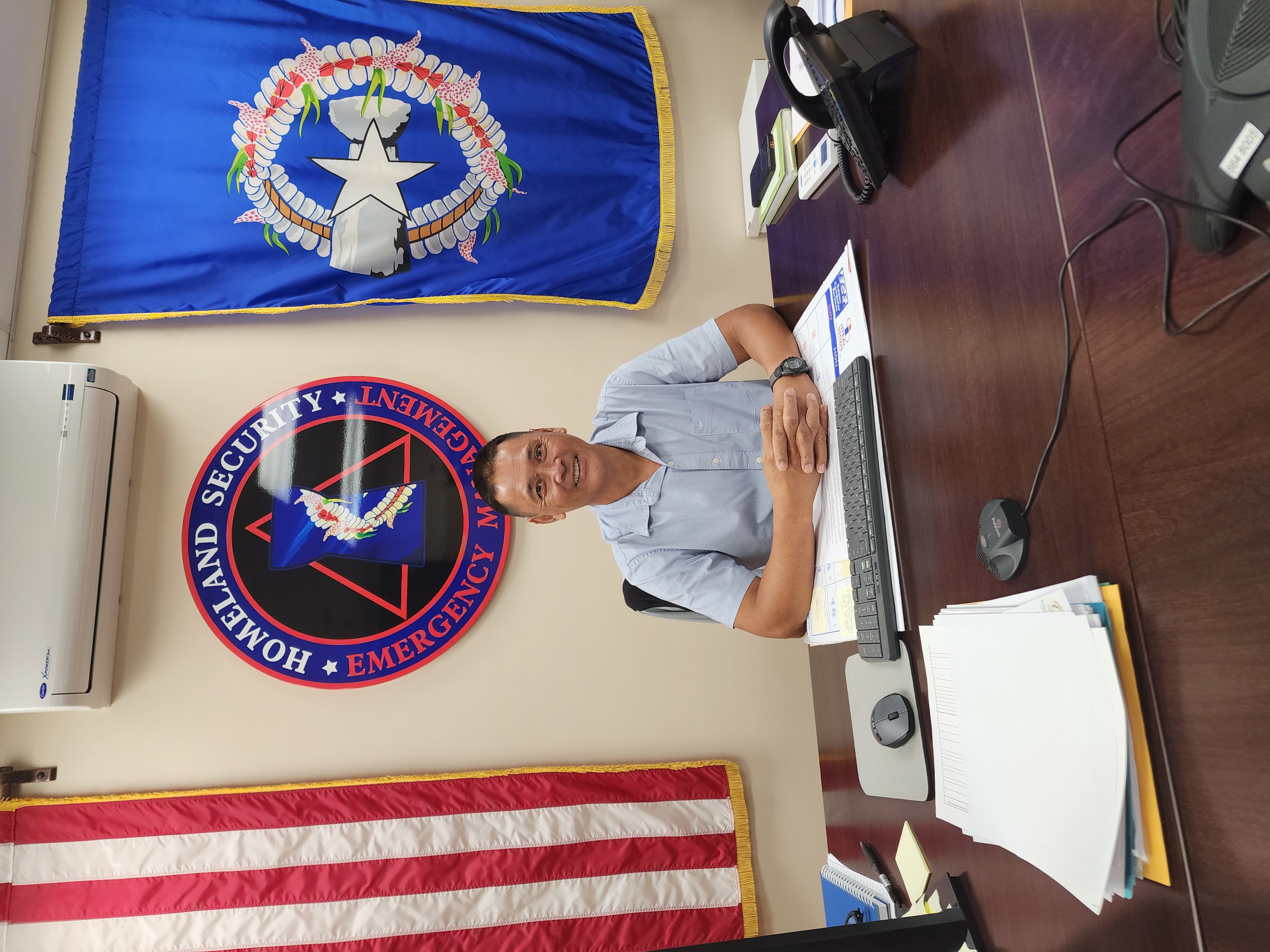 Franklin R. Babauta, special assistant for CNMI Homeland Security and Emergency Management, poses for a photo during an interview at his office on Monday.