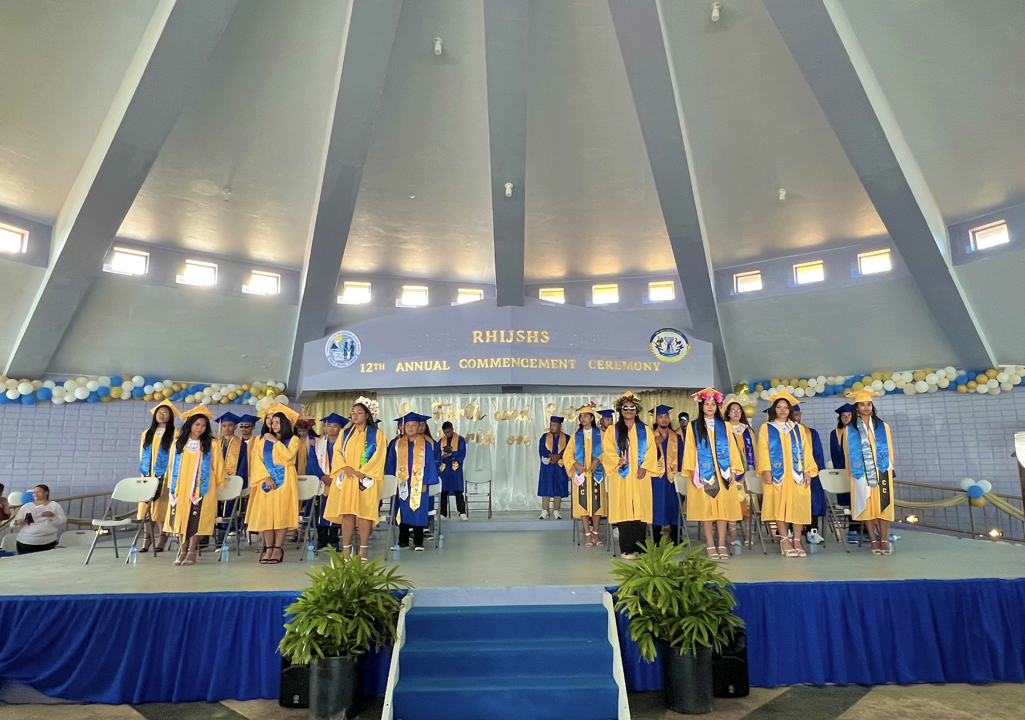The members of Dr. Rita Hocog Inos Senior High School’s Class of 2023 at the Rota Round House on June 2.