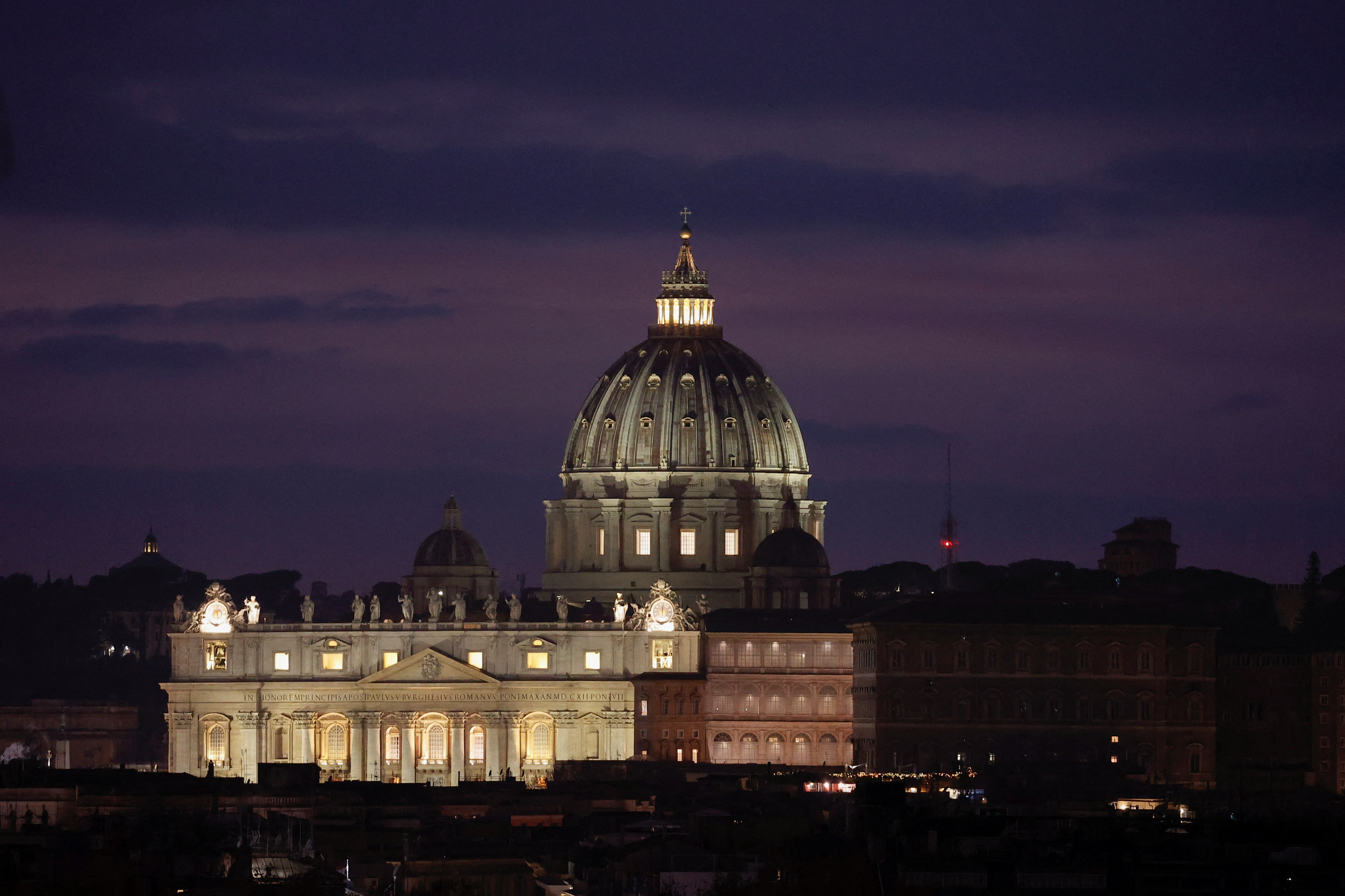 FILE PHOTO: St. Peter's Basilica is seen from Pincio Terrace in Rome, Italy, January 1, 2023. REUTERS/Ciro De Luca