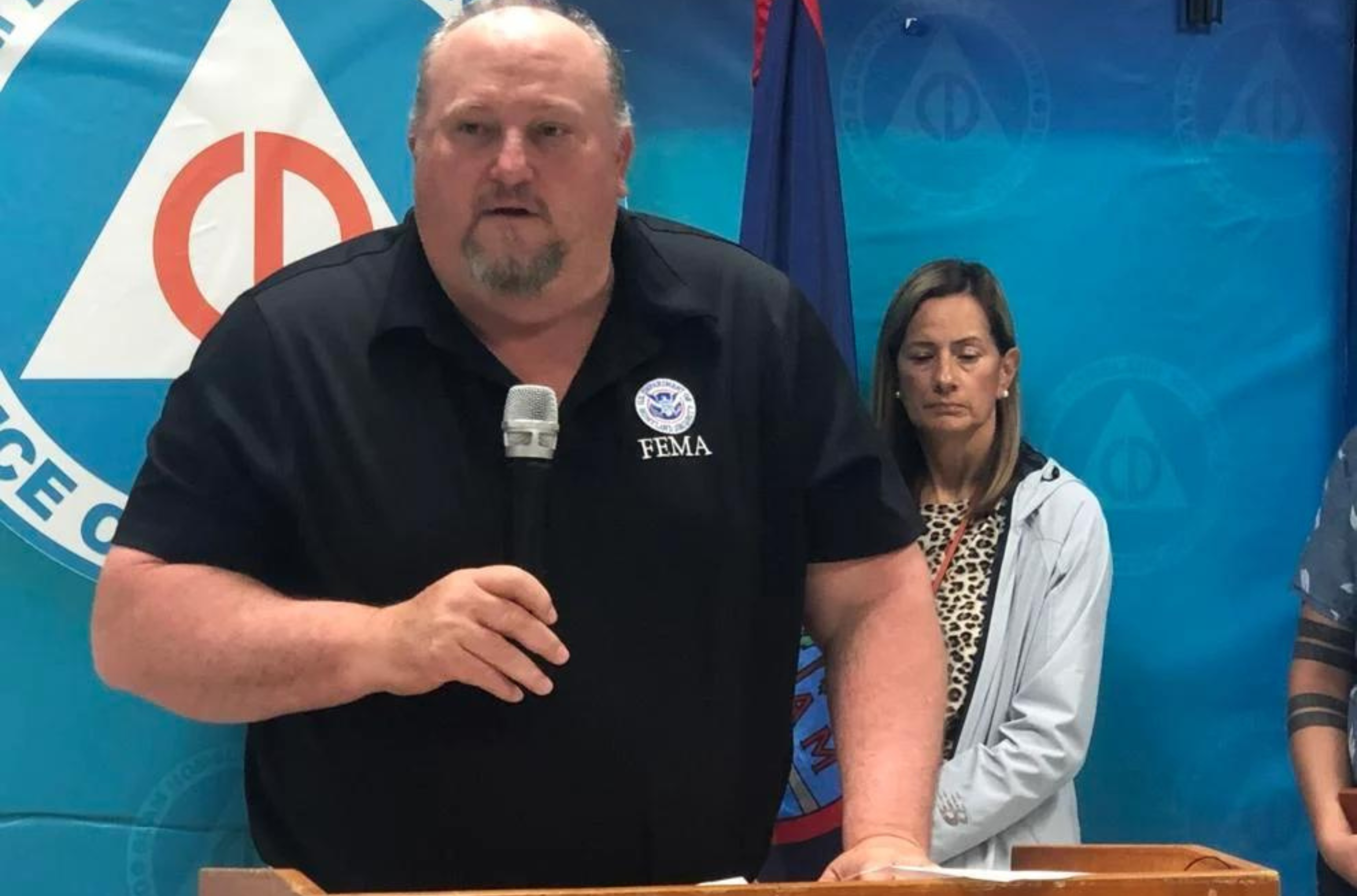 Robert Fenton Jr., administrator for the Federal Emergency Management Agency Region 9, speaks at a press conference Monday, May 29, 2023, at Guam Homeland Security/Office of Civil Defense headquarters in Agana Heights. 
