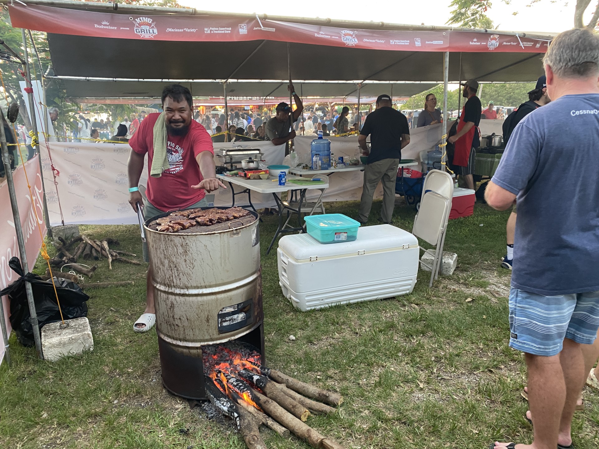 Juan Ogarto mans the grill.
