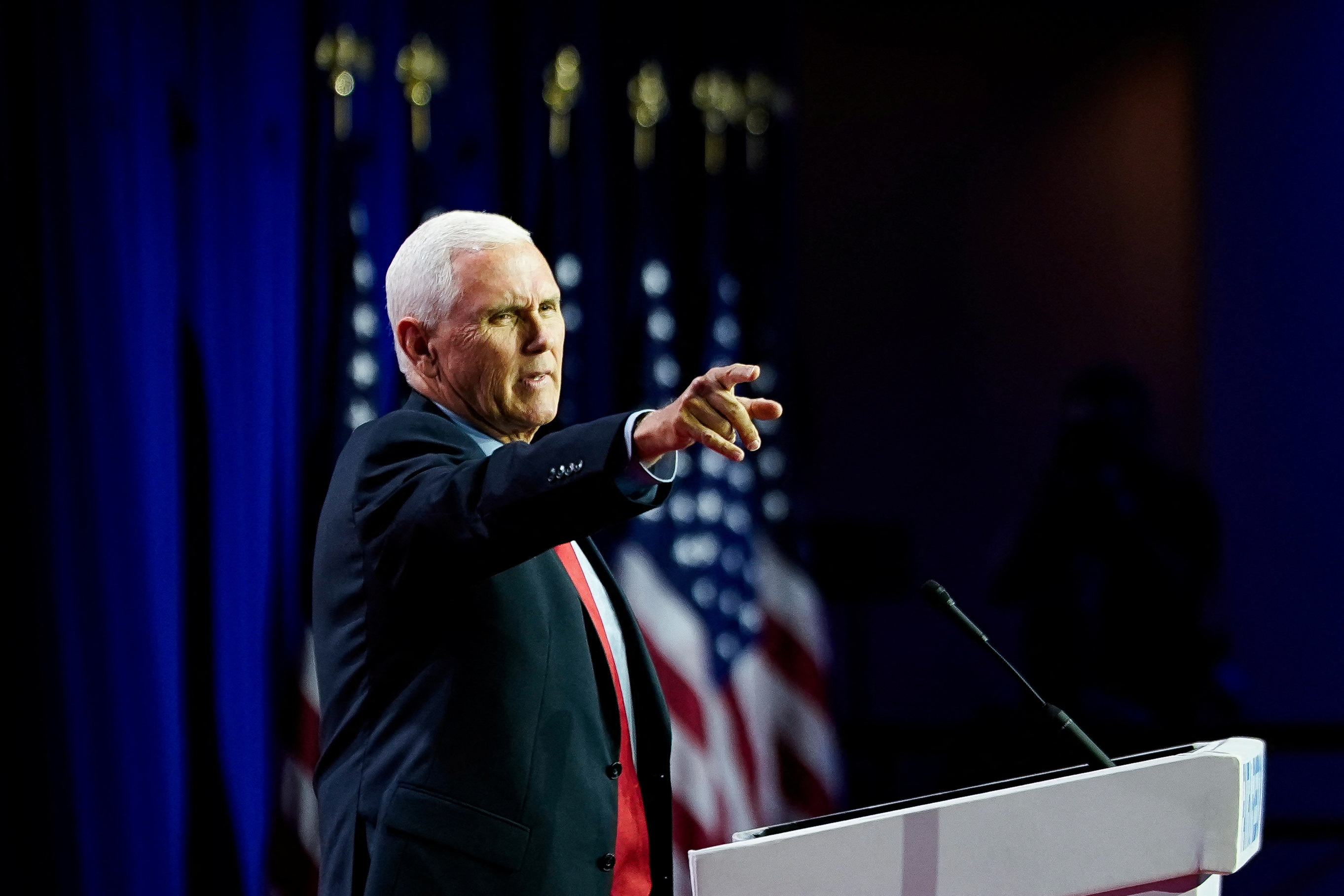 Republican U.S. presidential candidate former Vice President Mike Pence addresses The Faith and Freedom Coalition's 2023 "Road to Majority" conference in Washington, U.S., June 23, 2023. REUTERS/Elizabeth Frantz