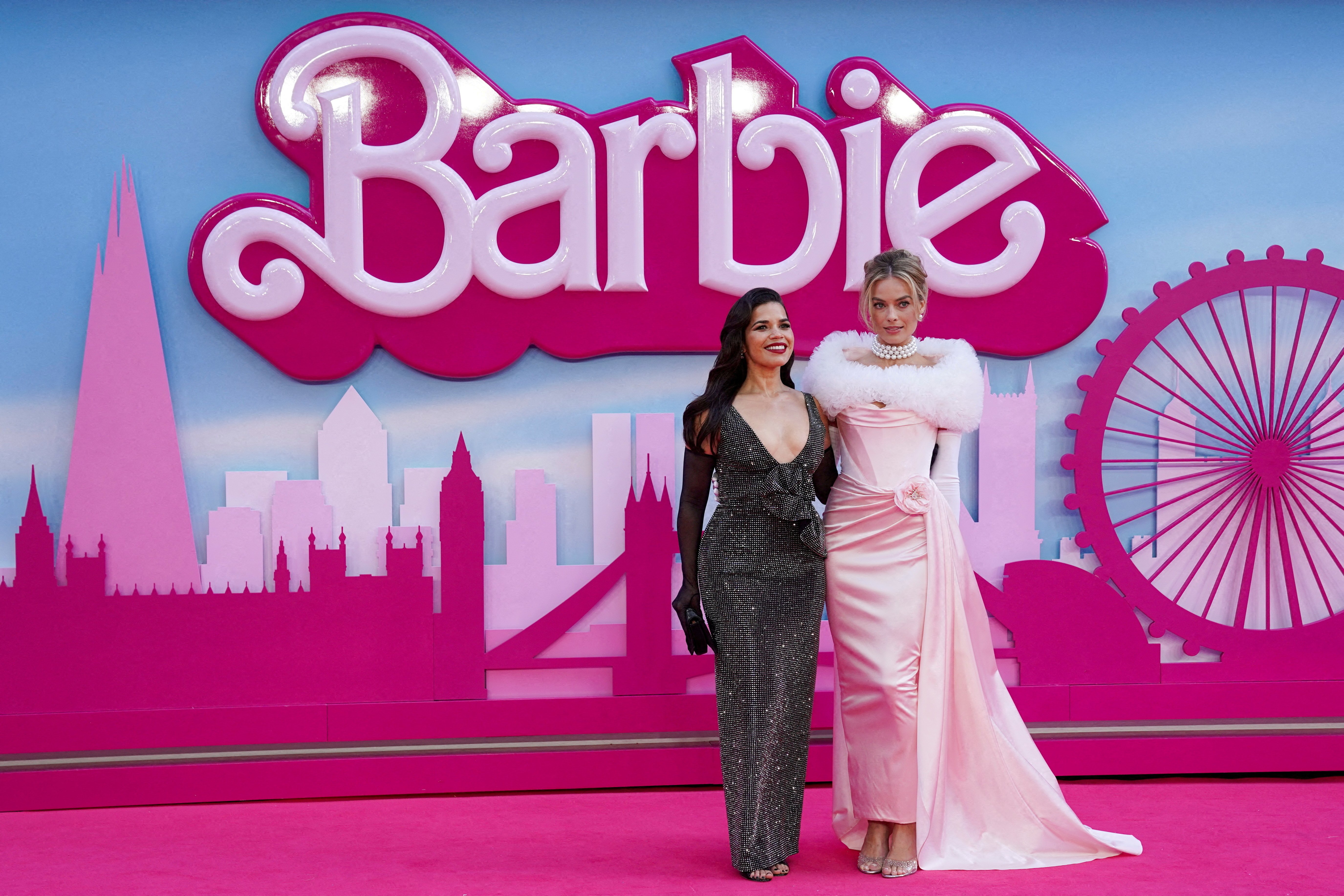 America Ferrera and Margot Robbie attend the European premiere of "Barbie" in London, Britain July 12, 2023. REUTERS/Maja Smiejkowska/File Photo