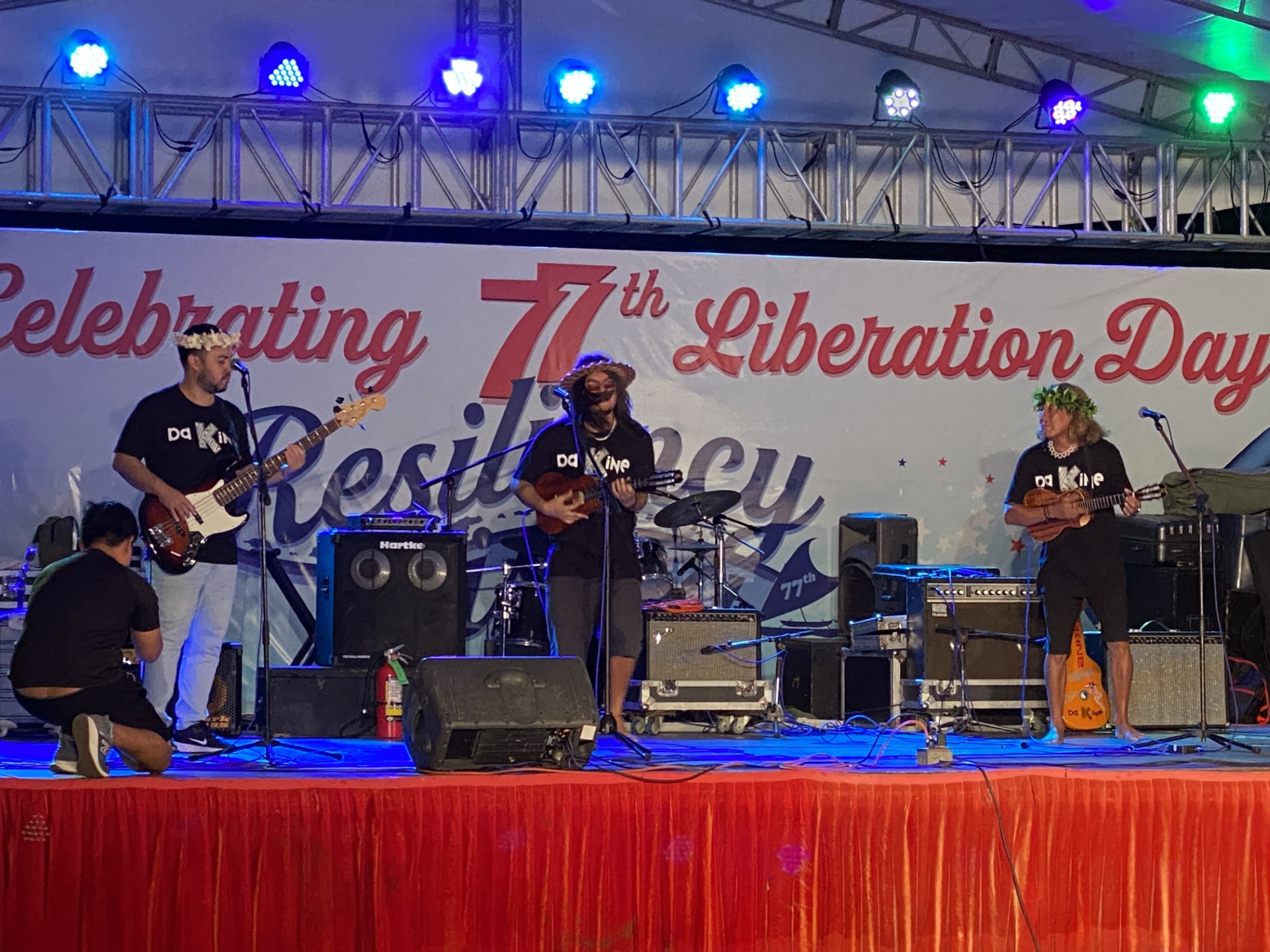 Da Kine on stage at the 77th Liberation Day carnival grounds.