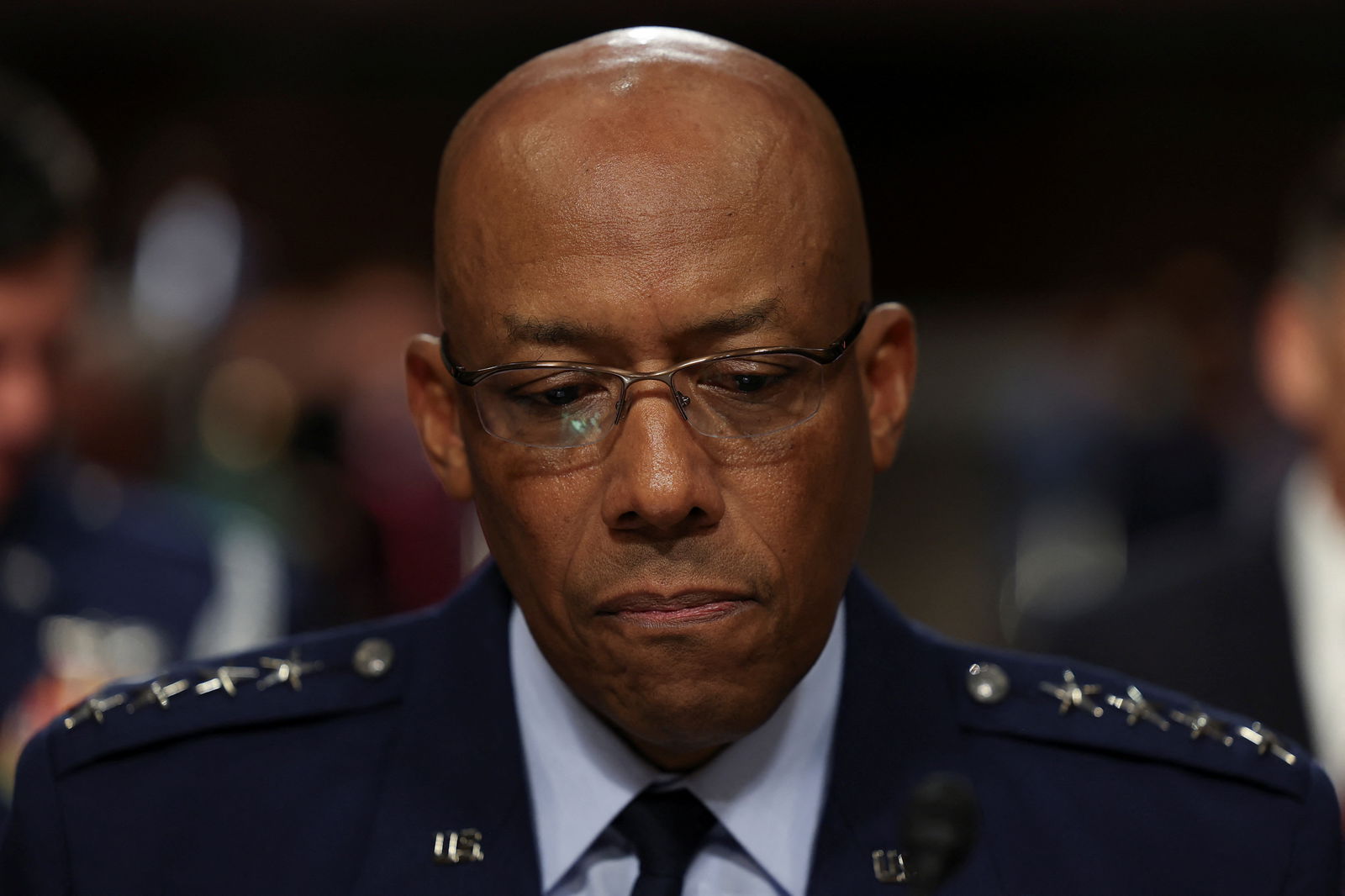 U.S. Air Force General Charles Brown Jr. attends a U.S. Senate Armed Services Committee hearing on his nomination to be chairman of the Joint Chiefs of Staff, on Capitol Hill in Washington, U.S., July 11, 2023. REUTERS/Kevin Wurm