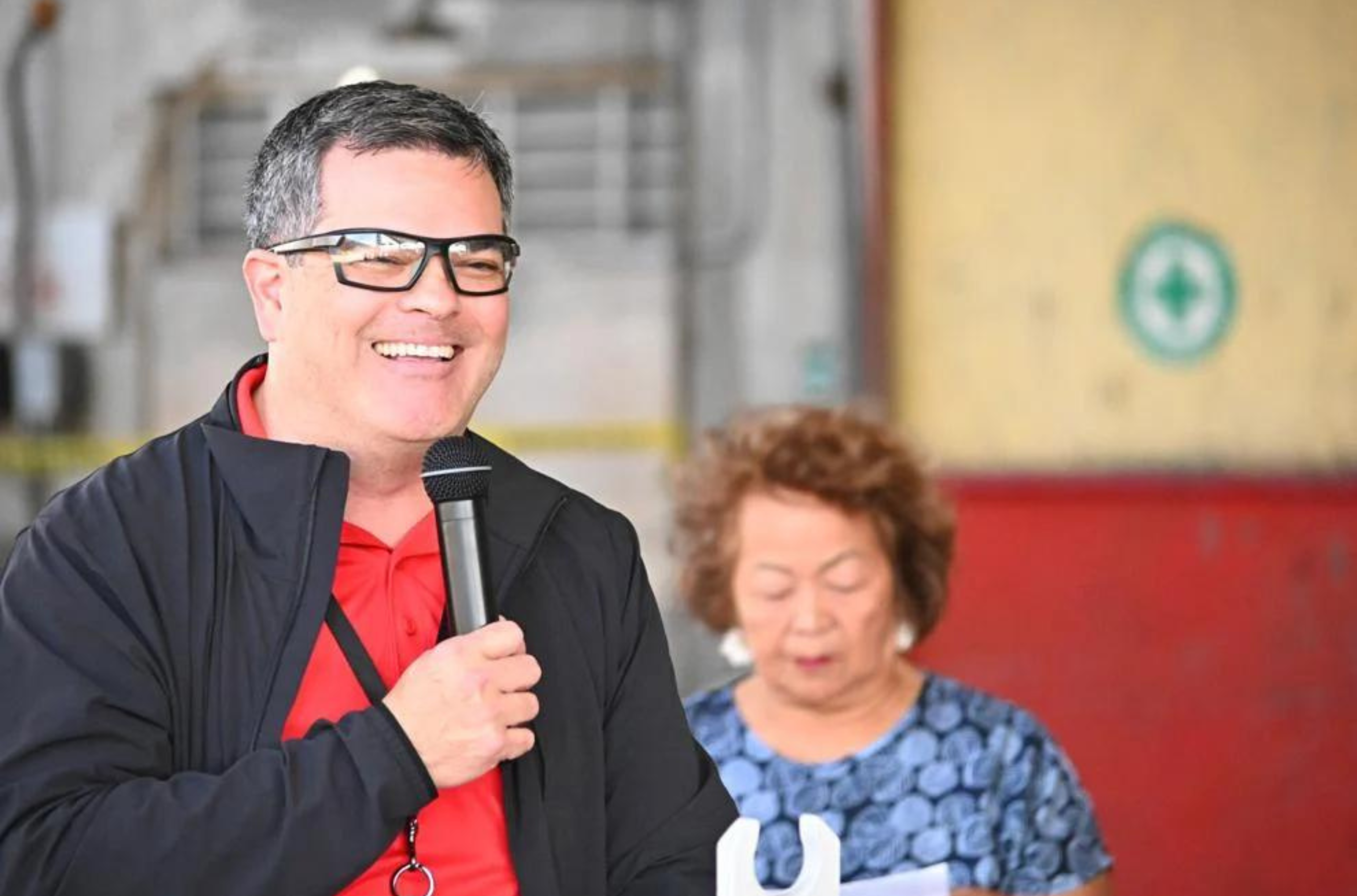 Port Authority of Guam General Manager Rory J. Respicio makes remarks at a groundbreaking ceremony on April 19.