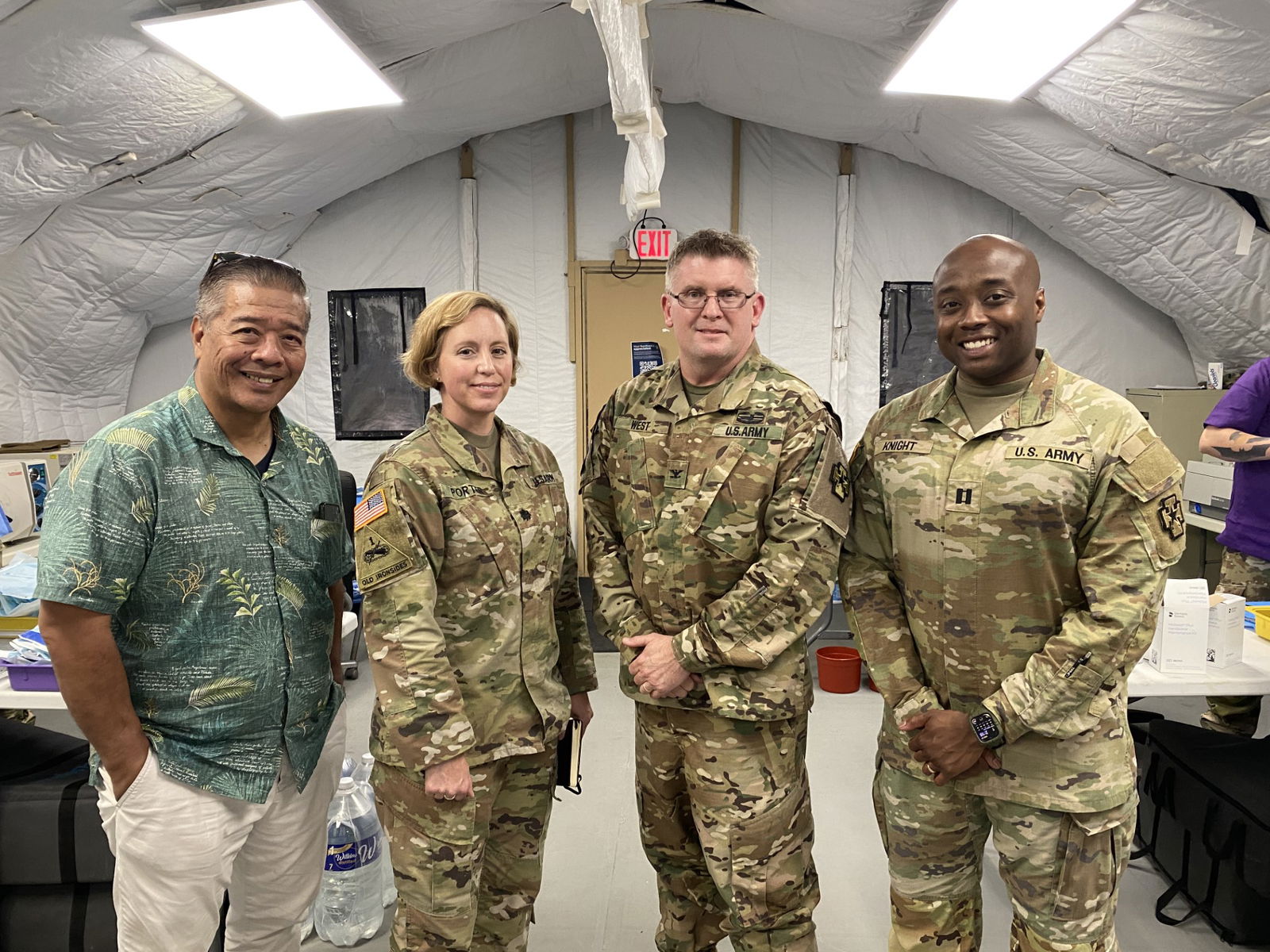 From left, Commonwealth Bureau of Military Affairs Special Assistant Danny Aquino, Lt. Col. Kristin Porter, Col. Hugh West, Capt. Gary Knight.