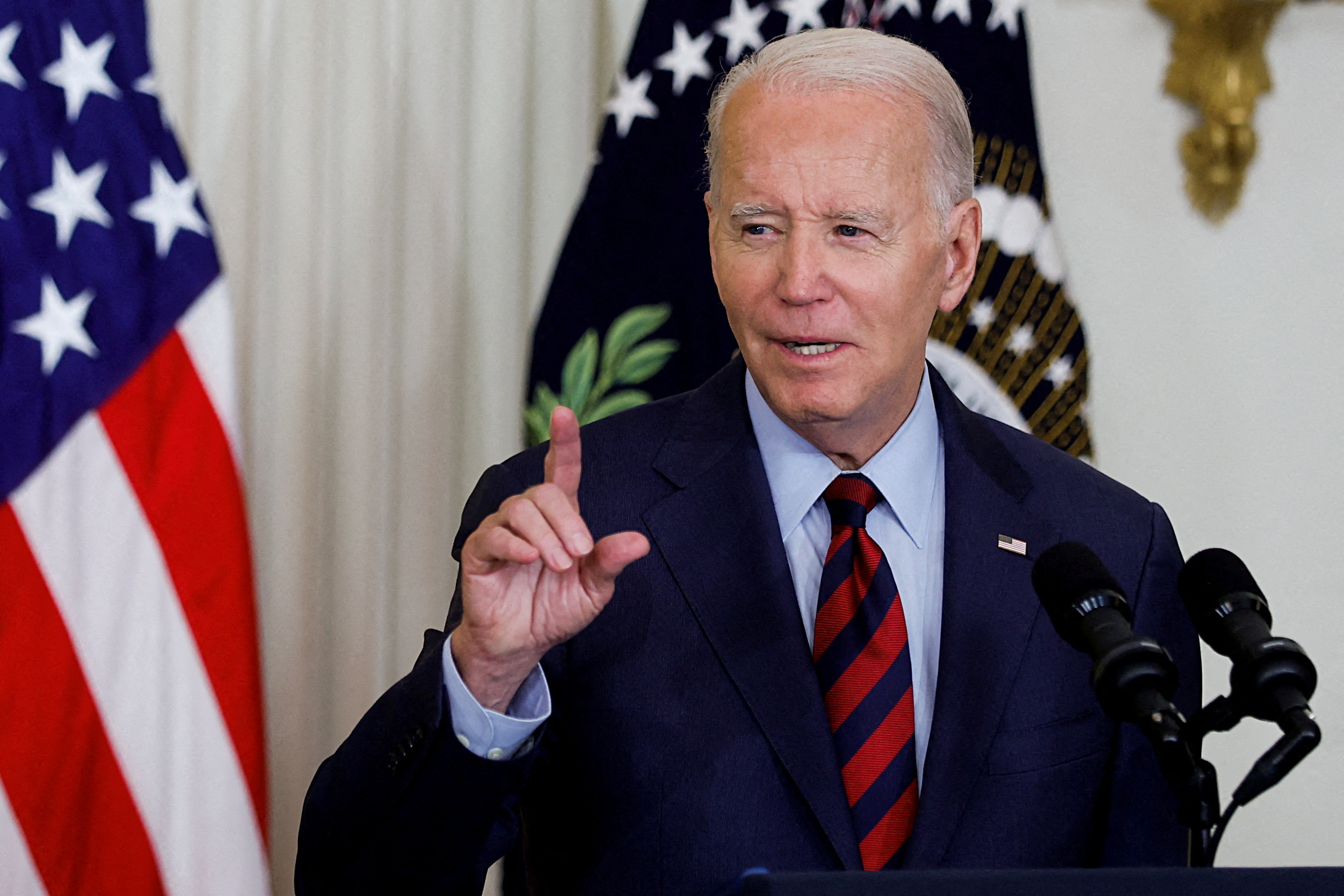 U.S. President Joe Biden delivers remarks on healthcare coverage and the economy, at the White House in Washington, U.S. July 7, 2023. REUTERS/Jonathan Ernst/File Photo