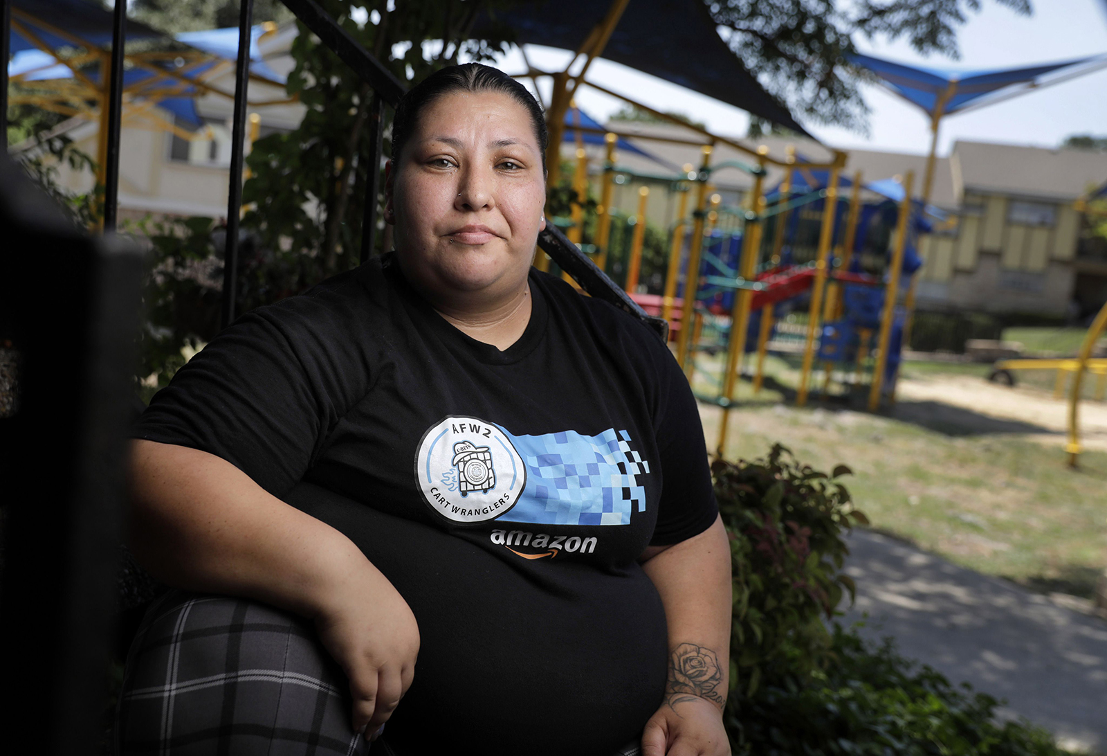 Victoria Halstead is pictured at the apartment complex playground where her 17-year-old son, Mark Halstead, used to play as a child, June 22, 2023. Mark recently settled his manslaughter case in a plea bargain agreement after being in the Dallas County Juvenile Department inside the Henry Wade Juvenile Justice Center since July 2022. (Tom Fox/Dallas Morning News/TNS)
