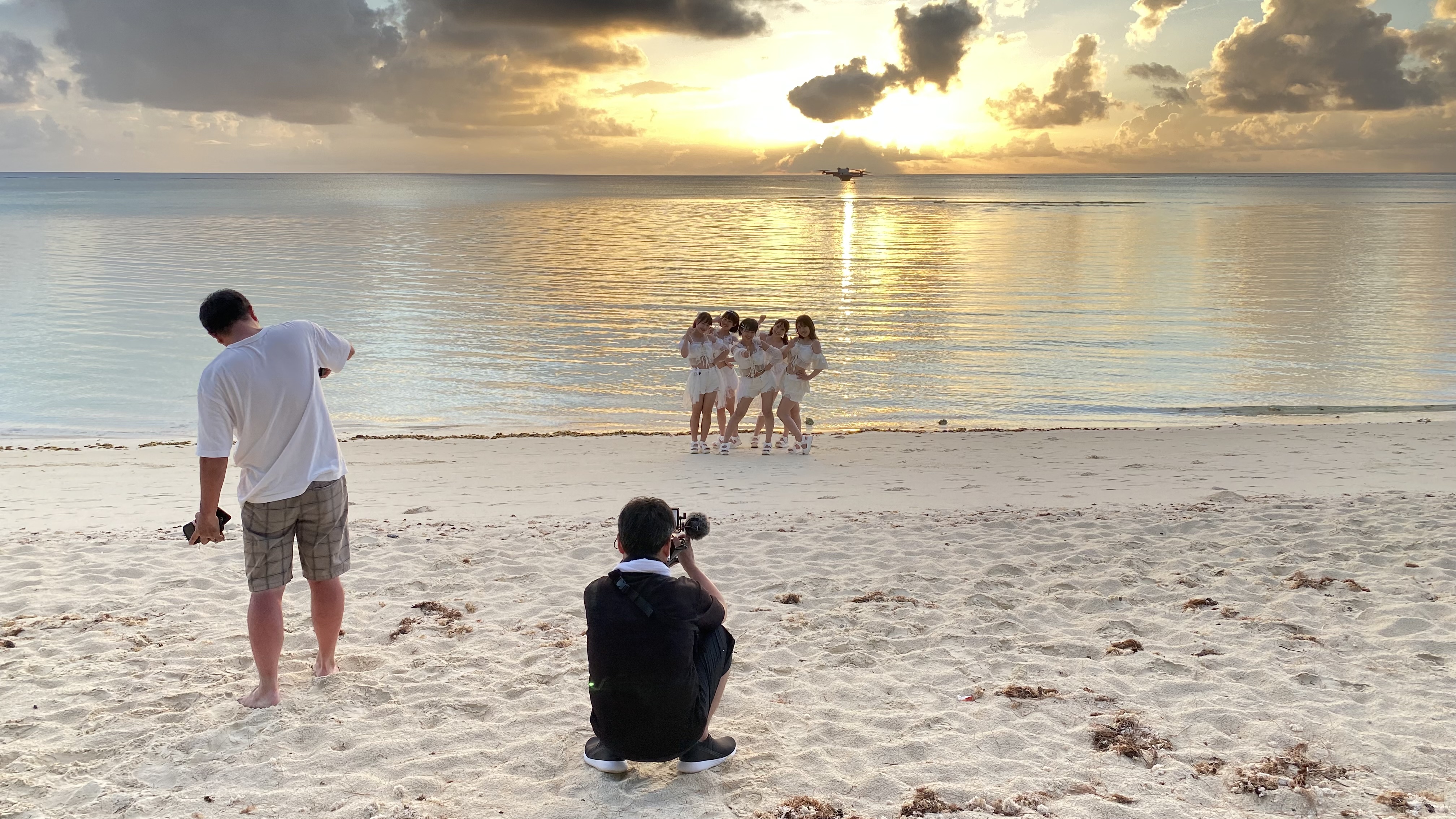Sky Syllabus, a girl group from Japan, films a music video in Chalan Kanoa, Saipan, on June 21, 2023. The group’s song “TOKIMEKI White Splash” has been chosen as the theme song of Chiba TV for the Japan National High School Baseball Championship later this year.
