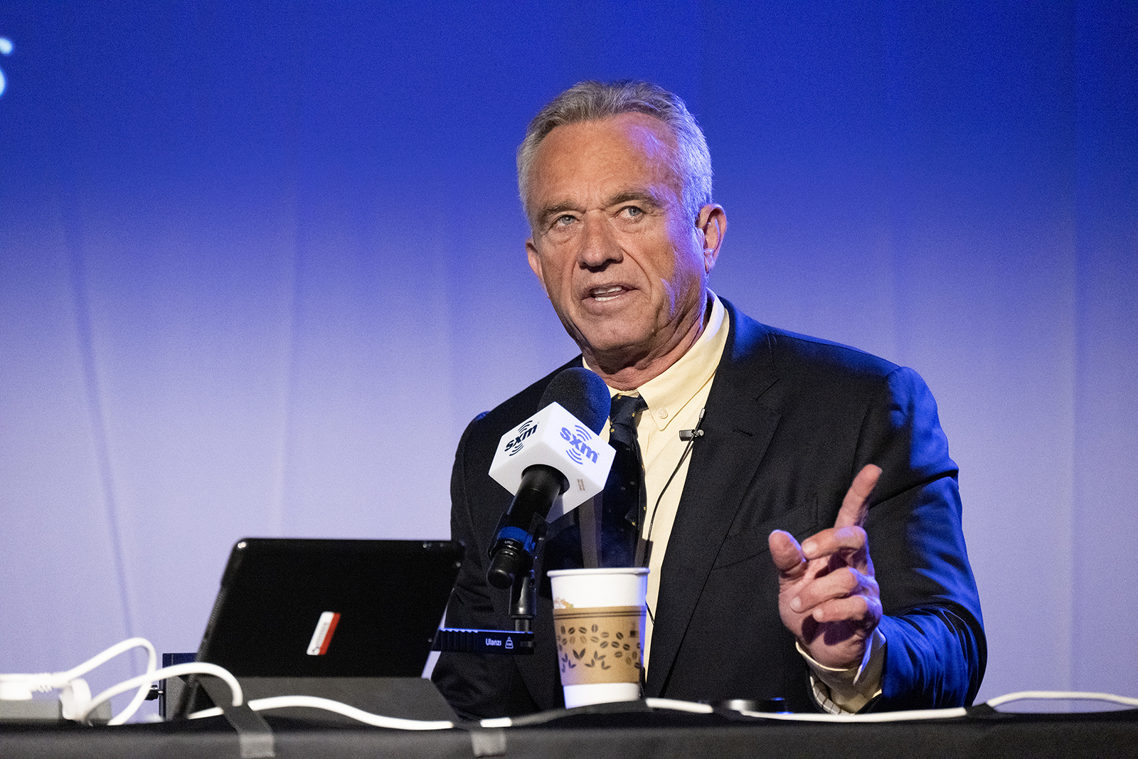 Democratic presidential candidate Robert F. Kennedy, Jr. speaks as Michael Smerconish hosts a SiriusXM Town Hall with Democratic Presidential Candidate Robert F. Kennedy Jr. at The Centre Theater on June 5, 2023, in Philadelphia. (Lisa Lake/Getty Images for SiriusXM/TNS)