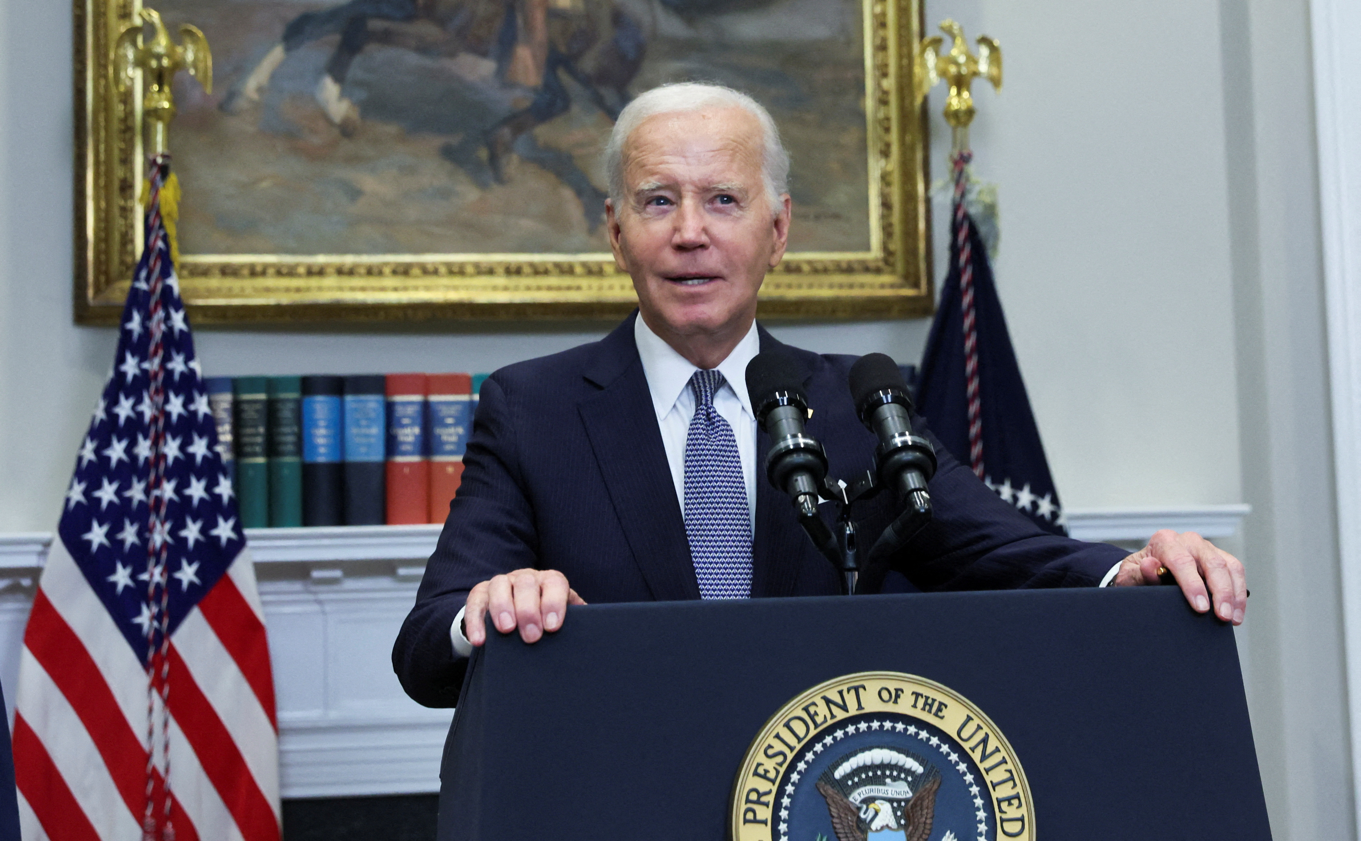 U.S. President Joe Biden speaks about his plans for continued student debt relief after a U.S. Supreme Court decision blocking his plan to cancel $430 billion in student loan debt, at the White House in Washington, U.S. June 30, 2023. REUTERS/Leah Millis/File Photo