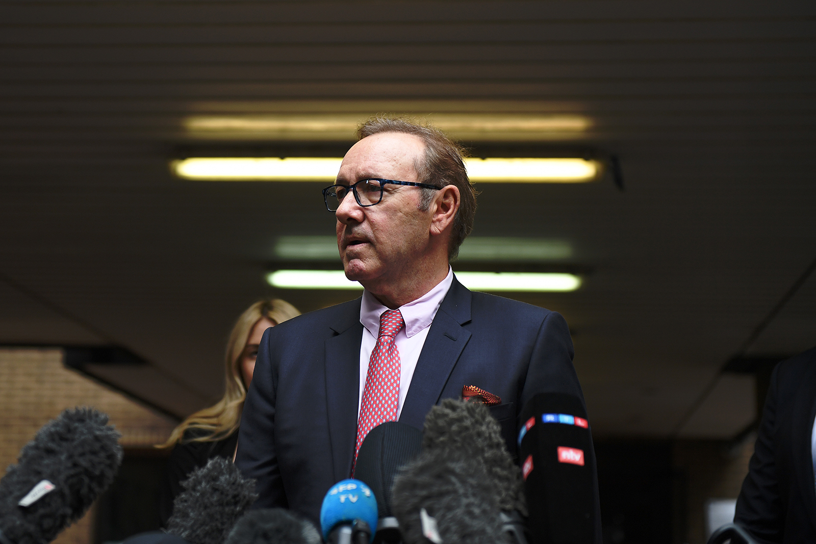 Kevin Spacey speaks to press after leaving court at Southwark Crown Court on July 26, 2023, in London, England. The U.S. actor who starred in the popular TV series "House of Cards" and the film "The Usual Suspects" has been cleared of all sexual assault charges brought by men during his time as Artistic Director of The Old Vic Theatre. (Chris J Ratcliffe/Getty Images/TNS)