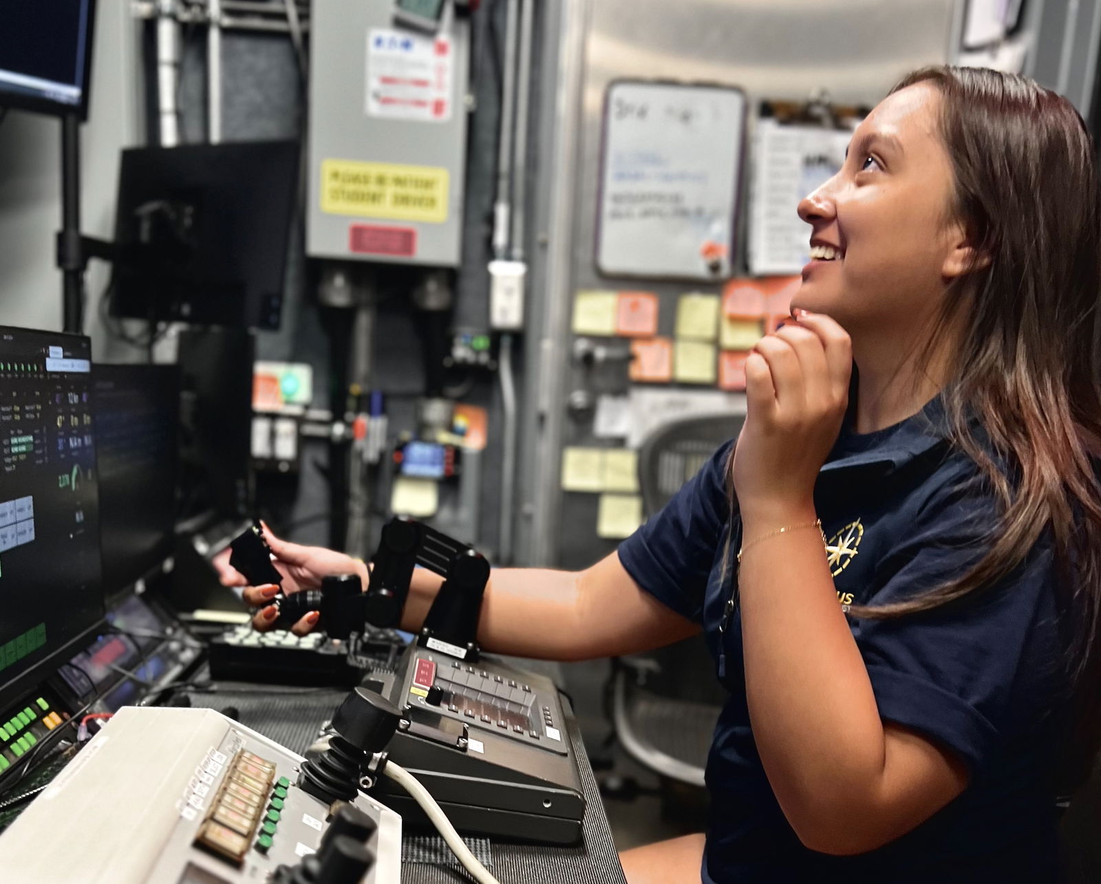 Gabriella Piper, a University of Guam communication major, is seen aboard the ocean research vessel Nautilus in June 2023. The ship set sail from Honolulu to British Columbia, Canada for a 10-day research journey.