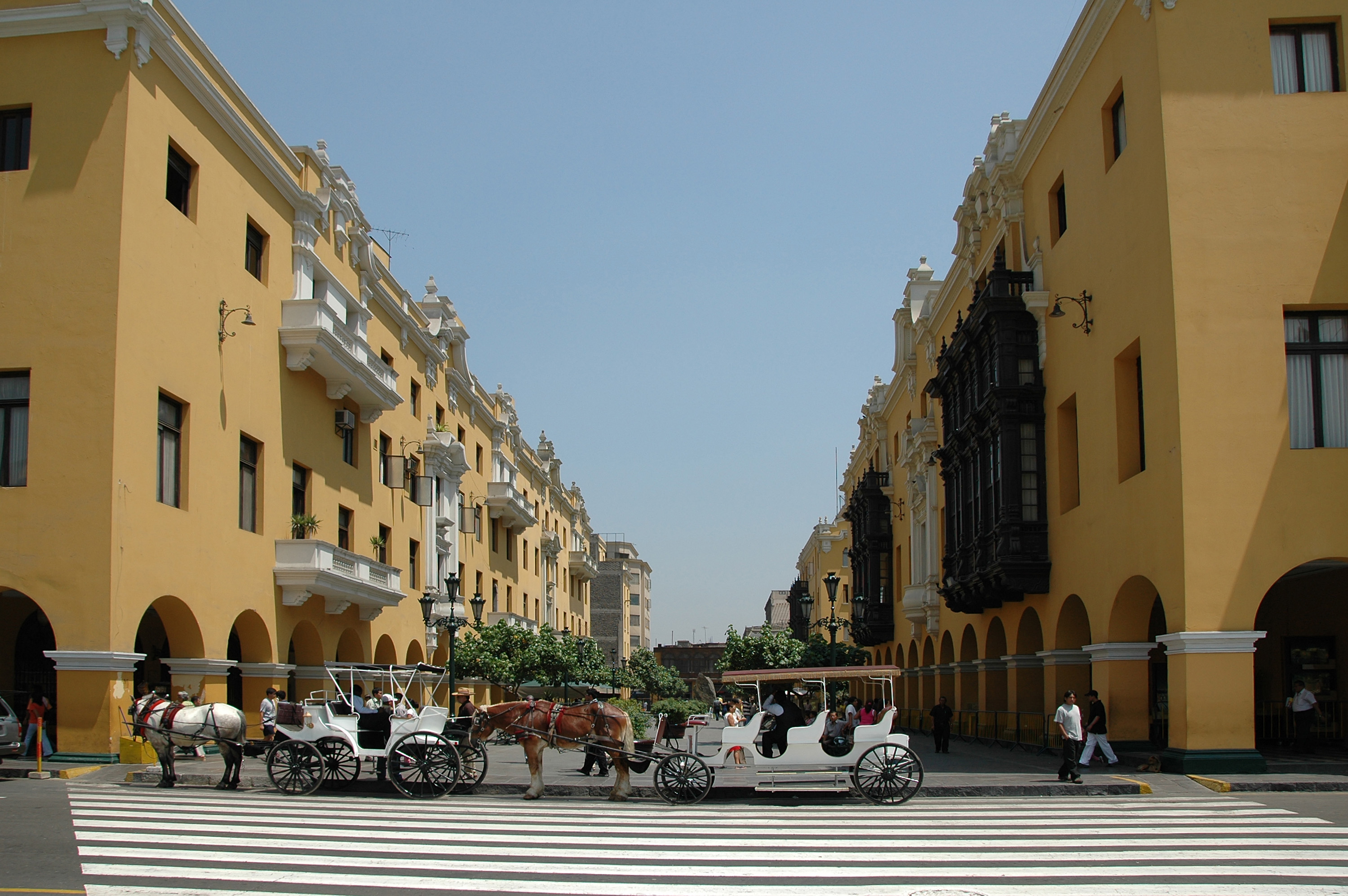 Downtown Lima, Peru, with horse-drawn wagons. (Dreamstime/TNS)