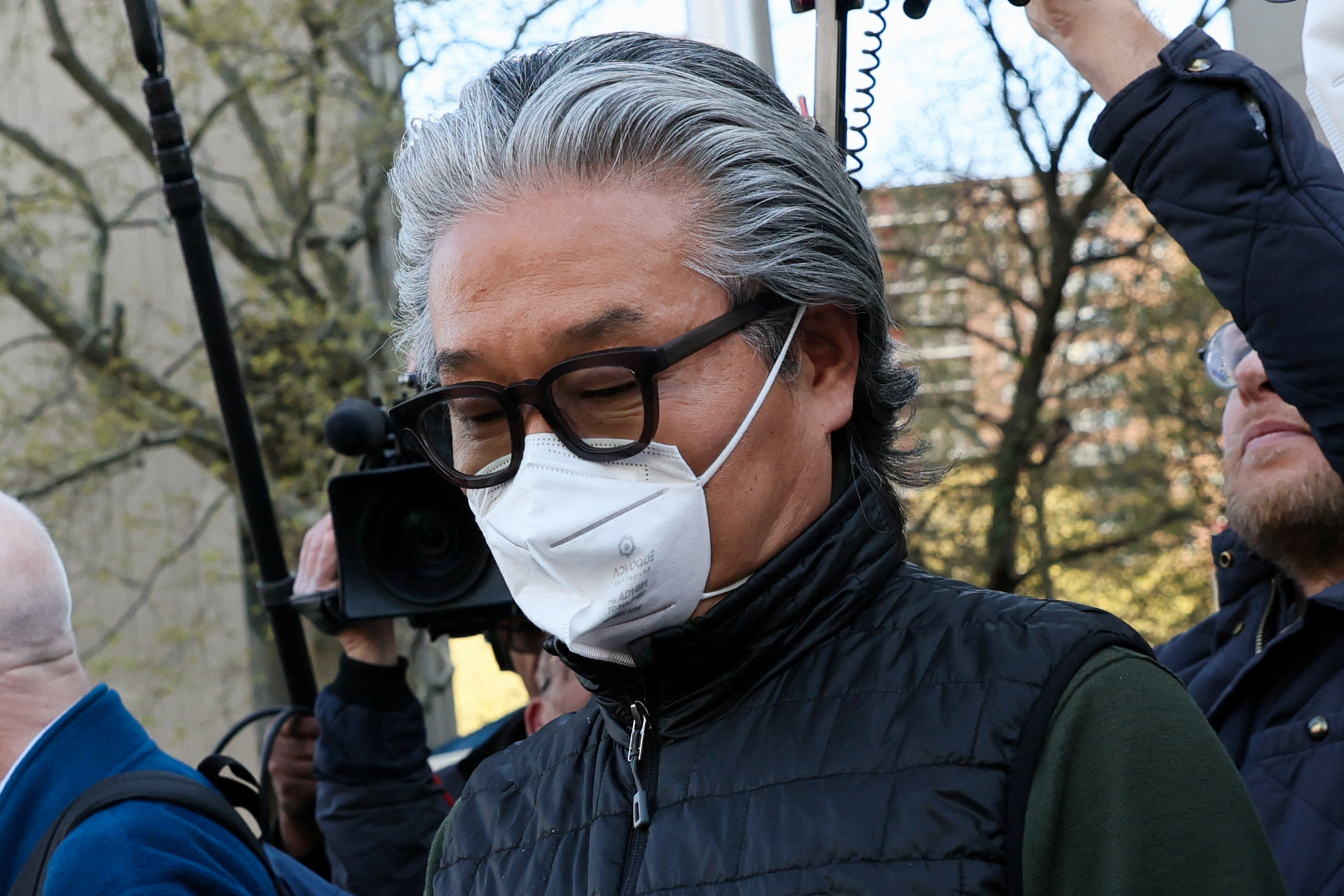 Sung Kook (Bill) Hwang, the founder and head of a private investment firm known as Archegos exits the Manhattan federal courthouse in New York City, U.S., April 27, 2022. REUTERS/Shannon/File Photo