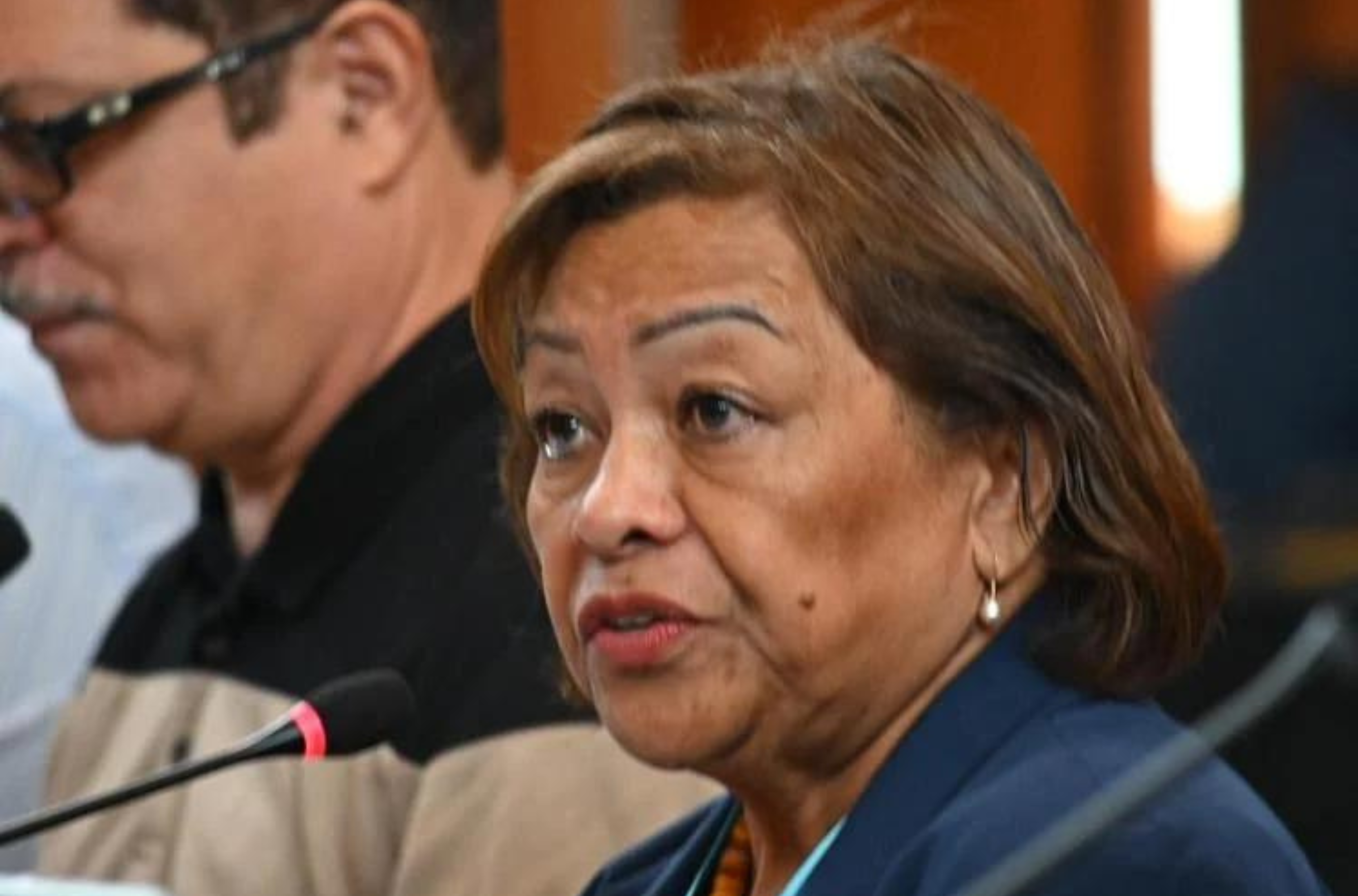 Guam Memorial Hospital Authority Administrator Lillian Perez-Posadas testifies during a GMH budget hearing Wednesday, July 12, 2023, in the Public Hearing Room of the Guam Congress Building in Hagåtña.