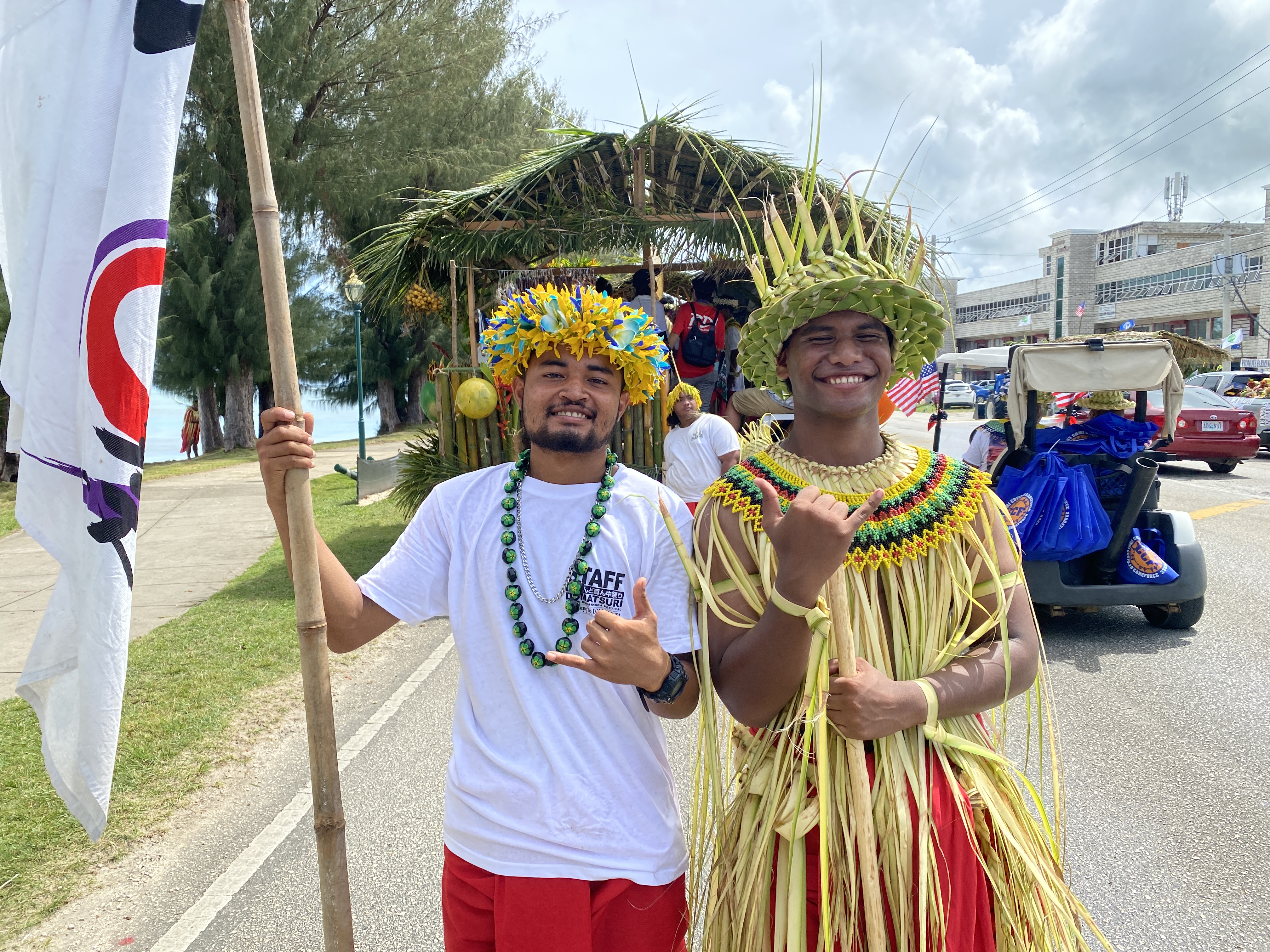 Refaluwasch dancers pose for a photo prior to the start of the parade.