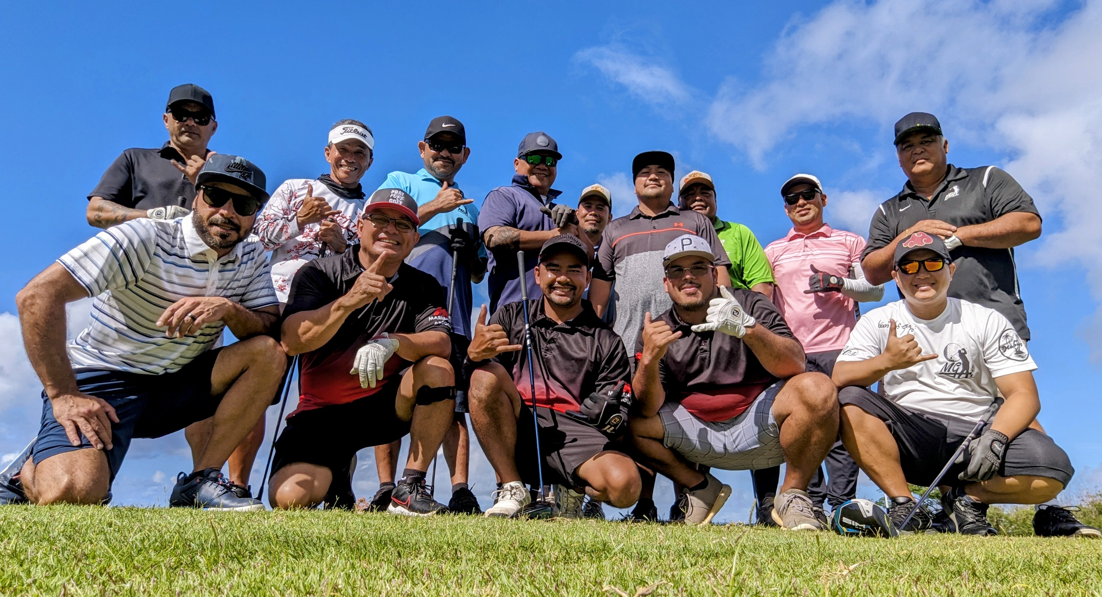 Members of the Marianas Golf Association pose during the final round of the Ace of Aces tournament Sunday at Laolao Bay Golf & Resort.
