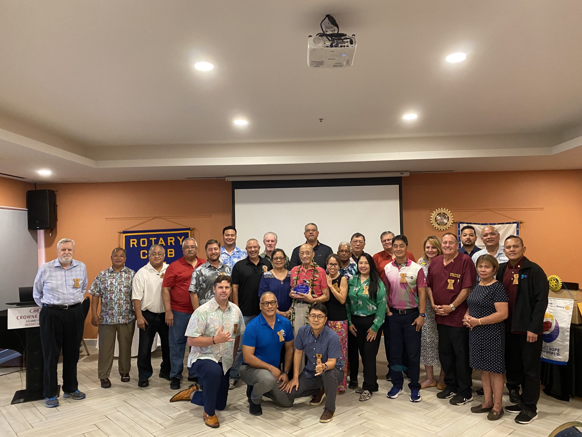 Dave Sablan, better known as “Uncle Dave,” center, was honored by his fellow Rotarians during “Honor a Rotarian” Day, Tuesday, July 25, 2023.