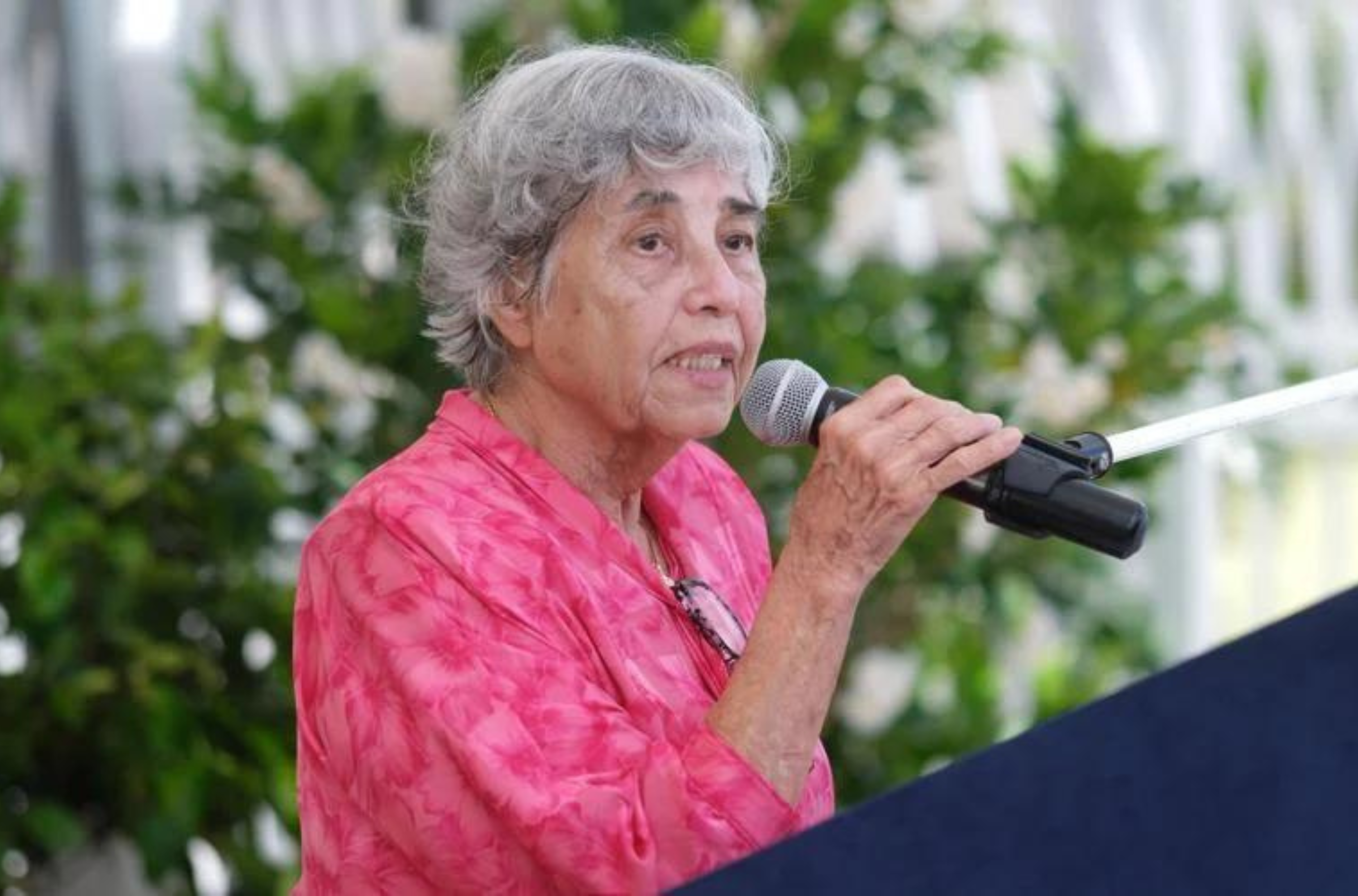 Carmen Artero Kasperbauer speaks at the 79th Liberation Day memorial ceremony held Friday morning, July 21, 2023.