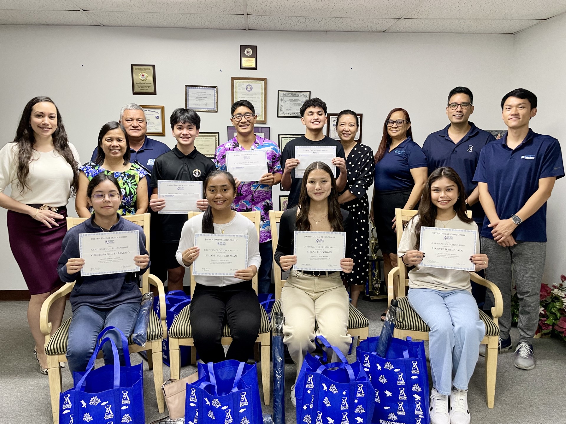 Joeten Daidai Foundation, the philanthropic arm of Joeten Enterprises, awarded $16,000 in scholarships to eight deserving students.