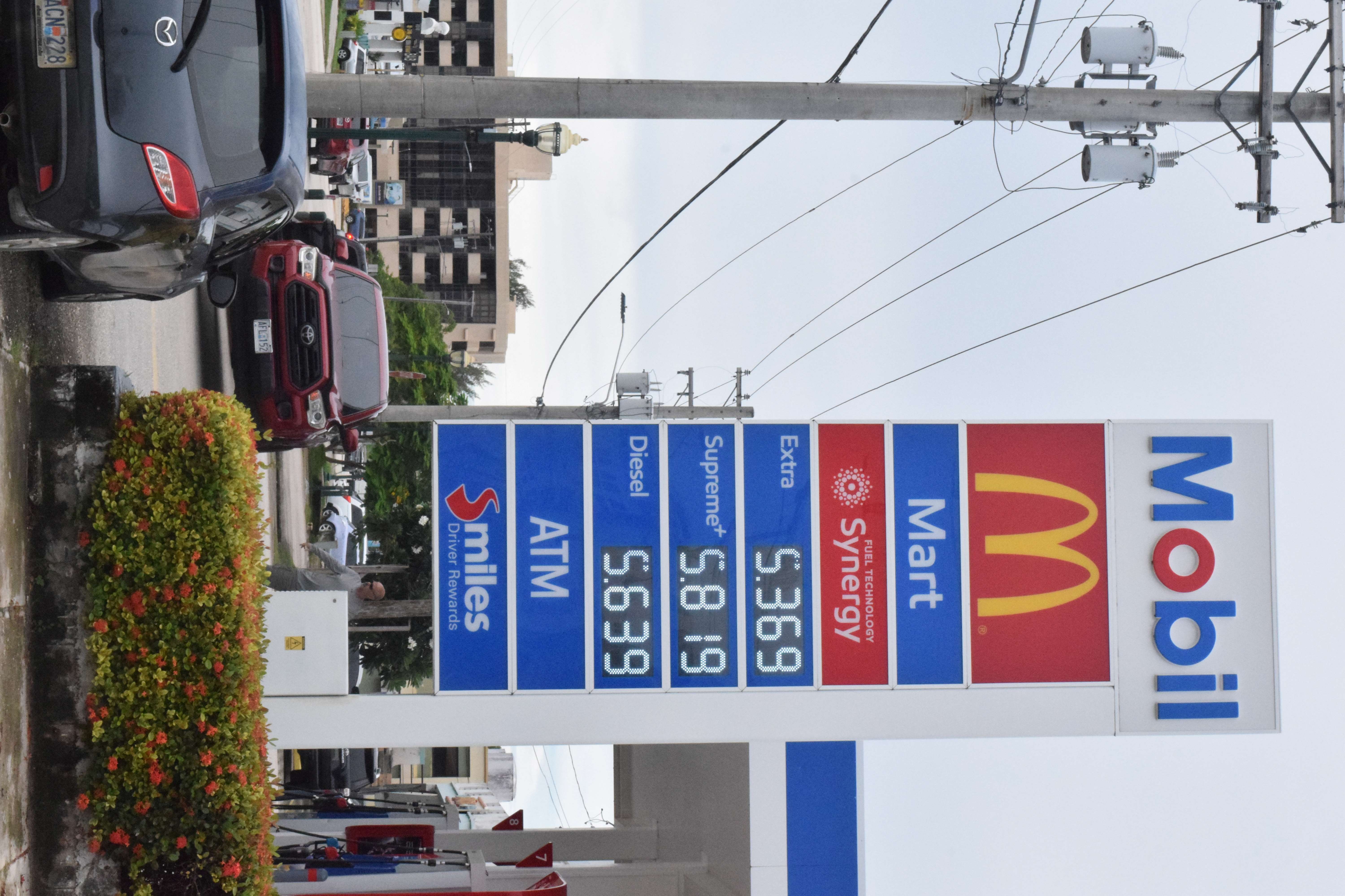 Mobil Oil Marianas on Beach Road in Garapan displays its prices on Thursday.