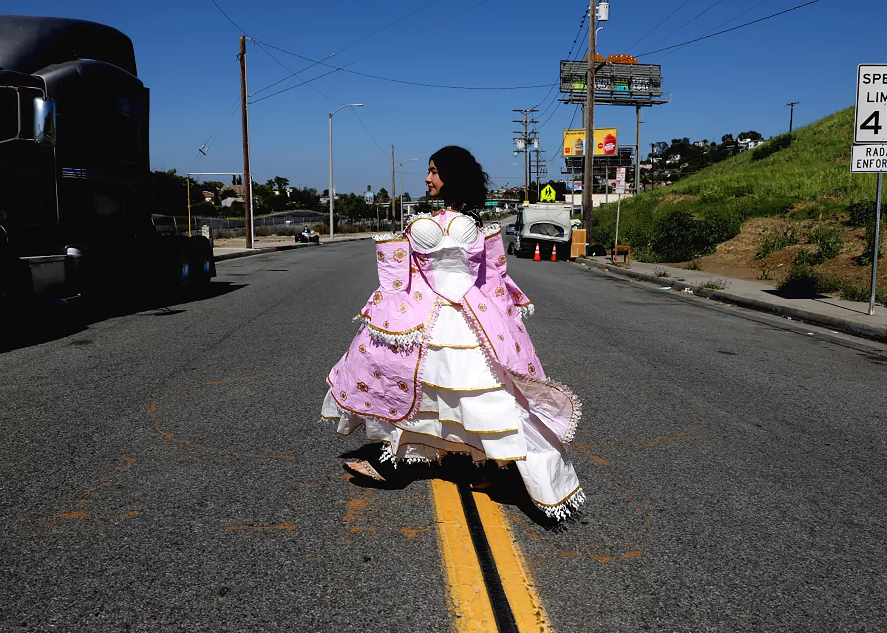 Eighteen-year-old Karla Torres of Los Angeles is the winner of Stuck At Prom, a duct tape scholarship contest. The contest awards scholarships to high schoolers who make the best prom attire out of Duck brand duct tape. (Gary Coronado/Los Angeles Times/TNS)