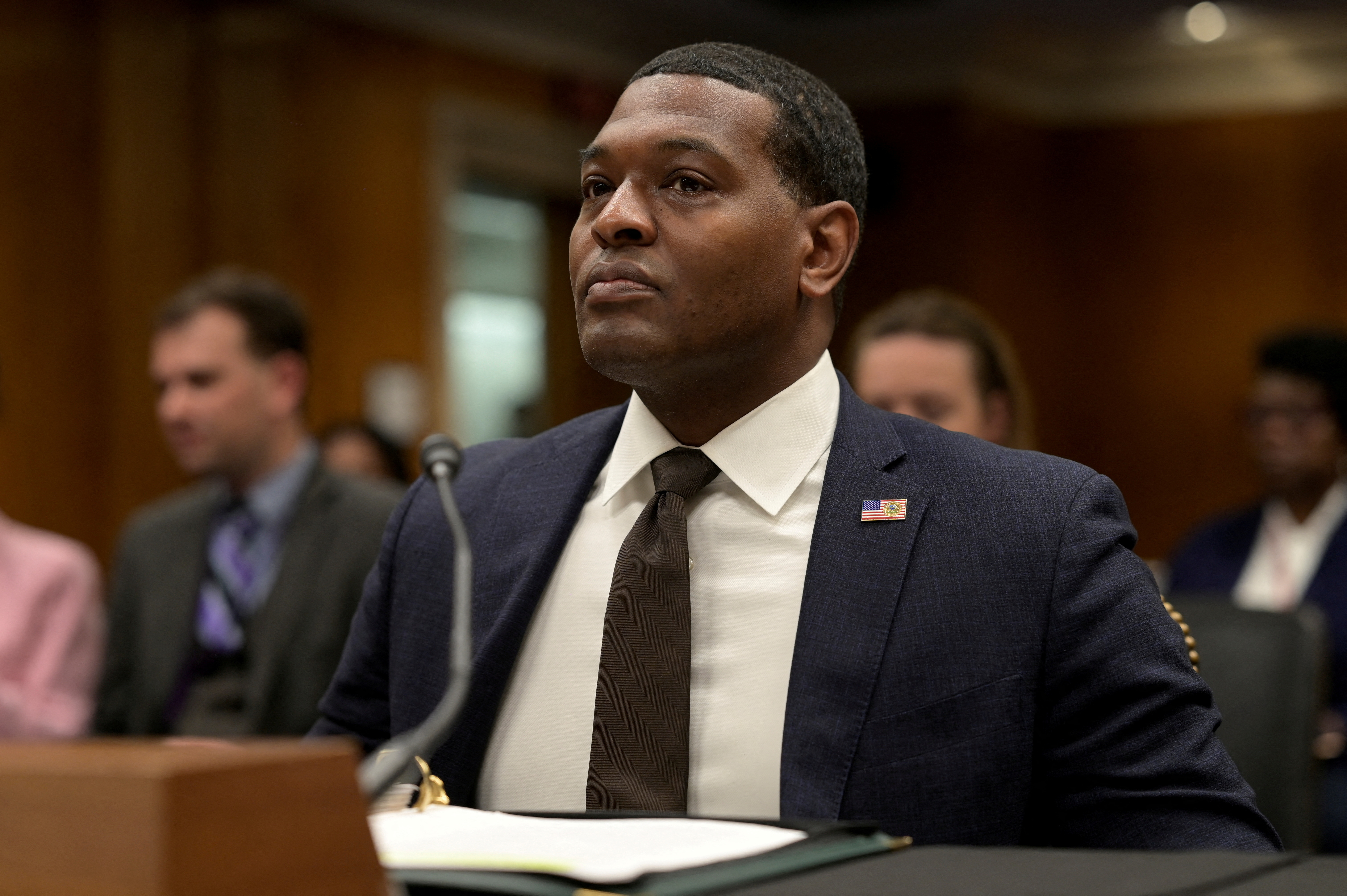 Environmental Protection Agency (EPA) Administrator Michael Regan testifies before a Senate Appropriations Interior, Environment, and Related Agencies Subcommittee hearing on President Biden's proposed budget request for the Environmental Protection Agency for fiscal year 2024, on Capitol Hill in Washington, U.S., May 3, 2023. REUTERS/Craig Hudson/File Photo