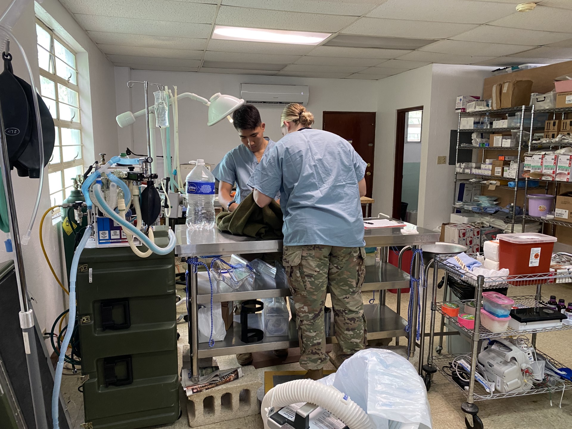 An animal receives care from veterinarians at the former Saipan Cares for Animals clinic.