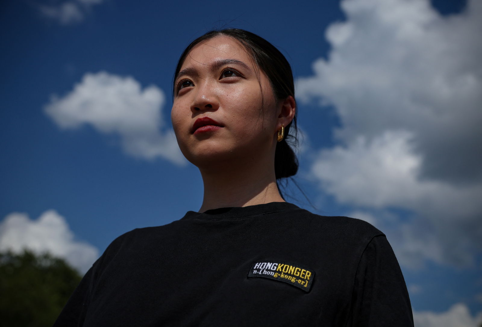 Anna Kwok, 26, a Washington D.C. based Hong Kong activist, who has been designated by the Hong Kong police as a fugitive with a $1 million dollar bounty offered for her arrest, is photographed near the White House in Washington, DC, U.S., July 10, 2023. REUTERS/Evelyn Hockstein