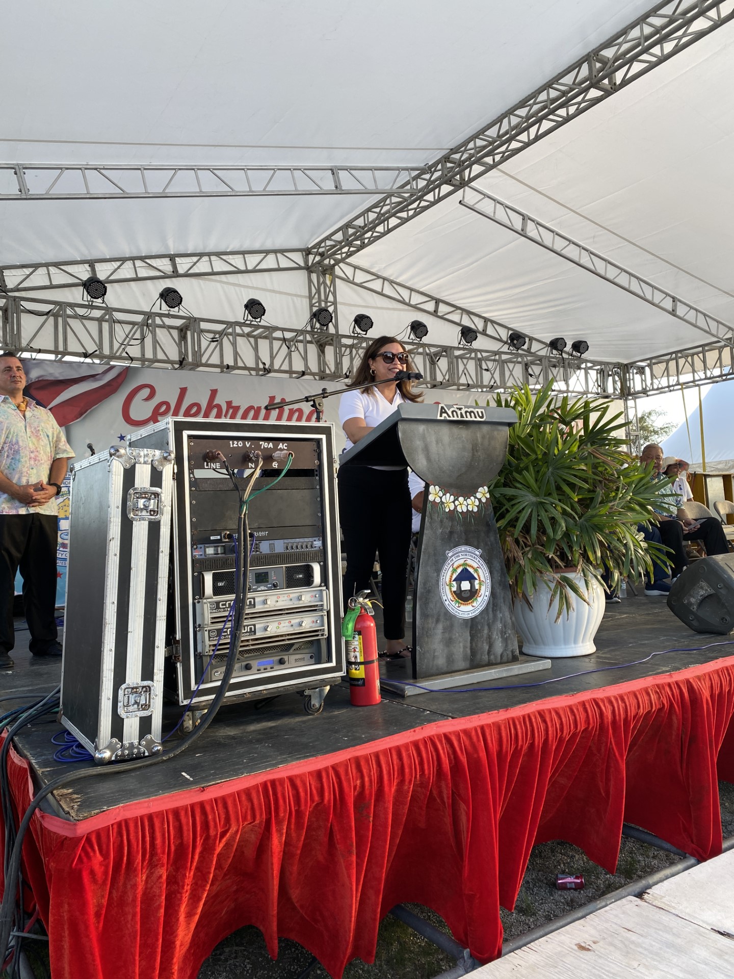 Liberation Day Committee Chairwoman Nadine Deleon Guerrero delivers her remarks.