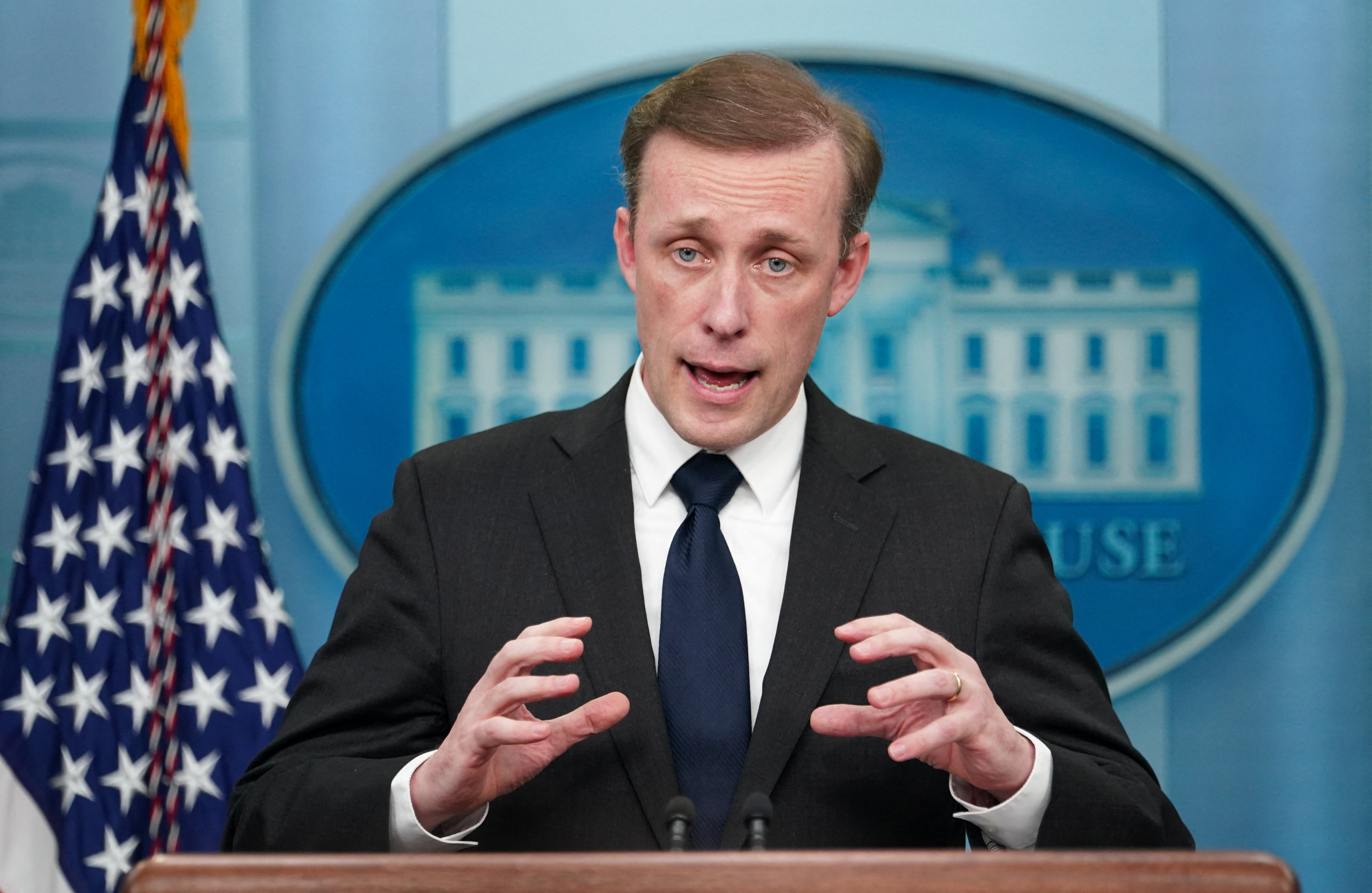 U.S. White House national security adviser Jake Sullivan speaks at a press briefing at the White House in Washington, U.S., December 12, 2022. REUTERS/Kevin Lamarque/File Photo