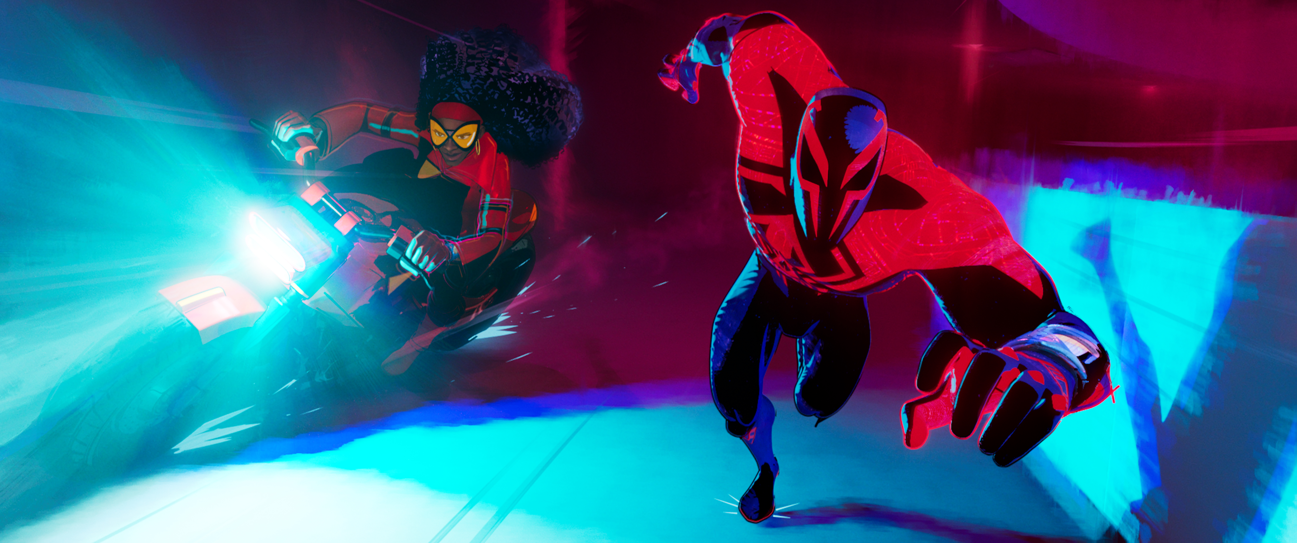 Jessica Drew (Issa Rae), left, and Miguel O'Hara (Oscar Isaac) in "Spider-Man: Across the Spider-Verse." “Spider-Man: Beyond the Spider-Verse” is among the films that will be delayed as Sony reshuffles its release schedule. (Columbia Pictures and Sony Pictures Animations/TNS)