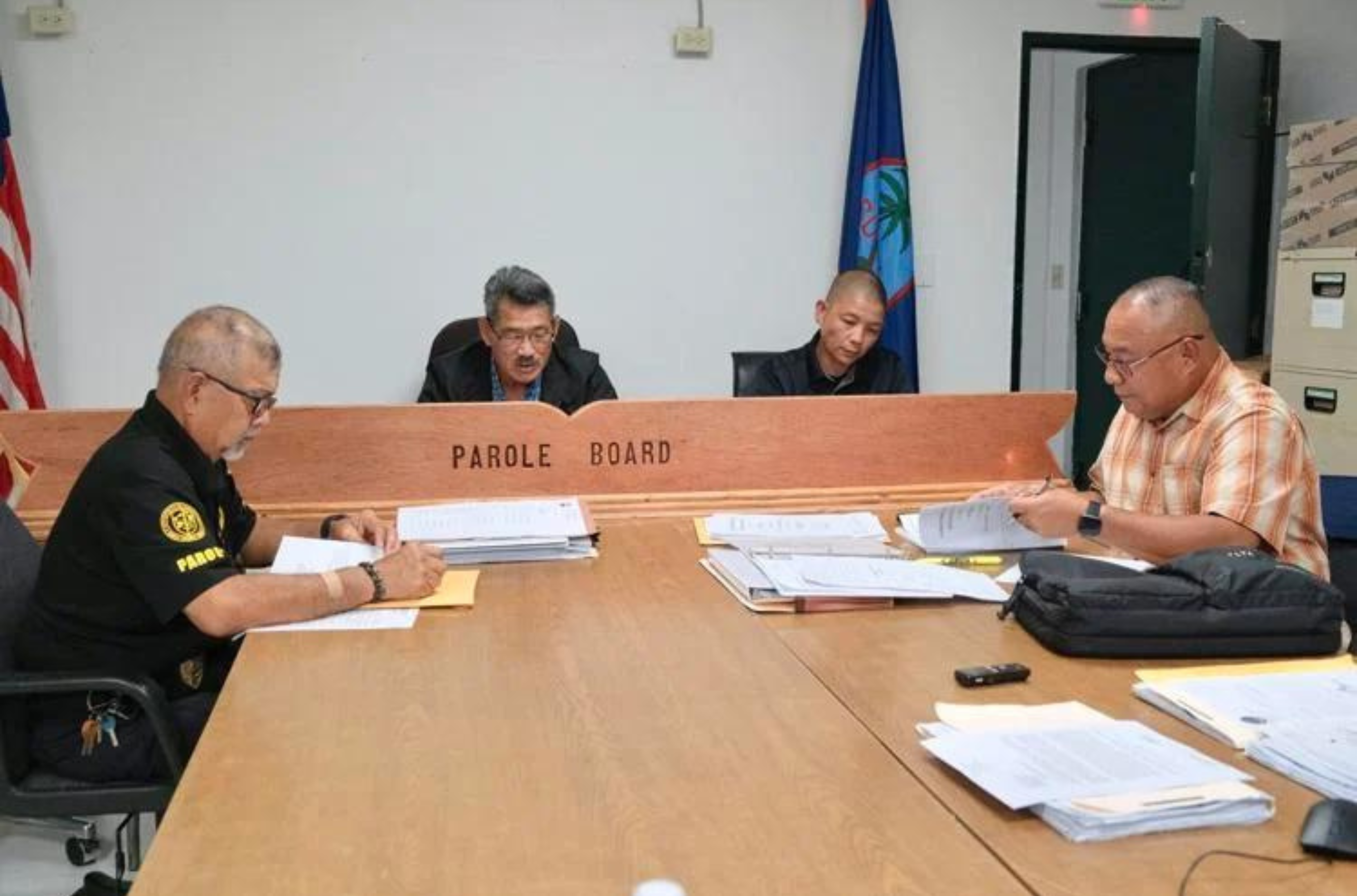 The Guam Pardon Review Board meets at the Department of Corrections Parole Division in Hagåtña on July 27, 2023. 