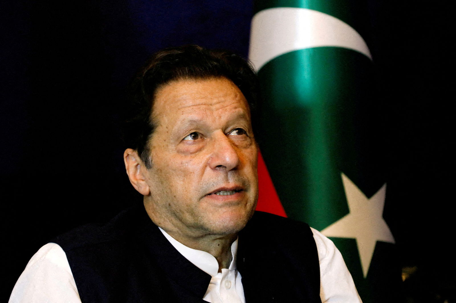 Former Pakistani Prime Minister Imran Khan pauses as he speaks with Reuters during an interview, in Lahore, Pakistan March 17, 2023. REUTERS/Akhtar Soomro/File Photo